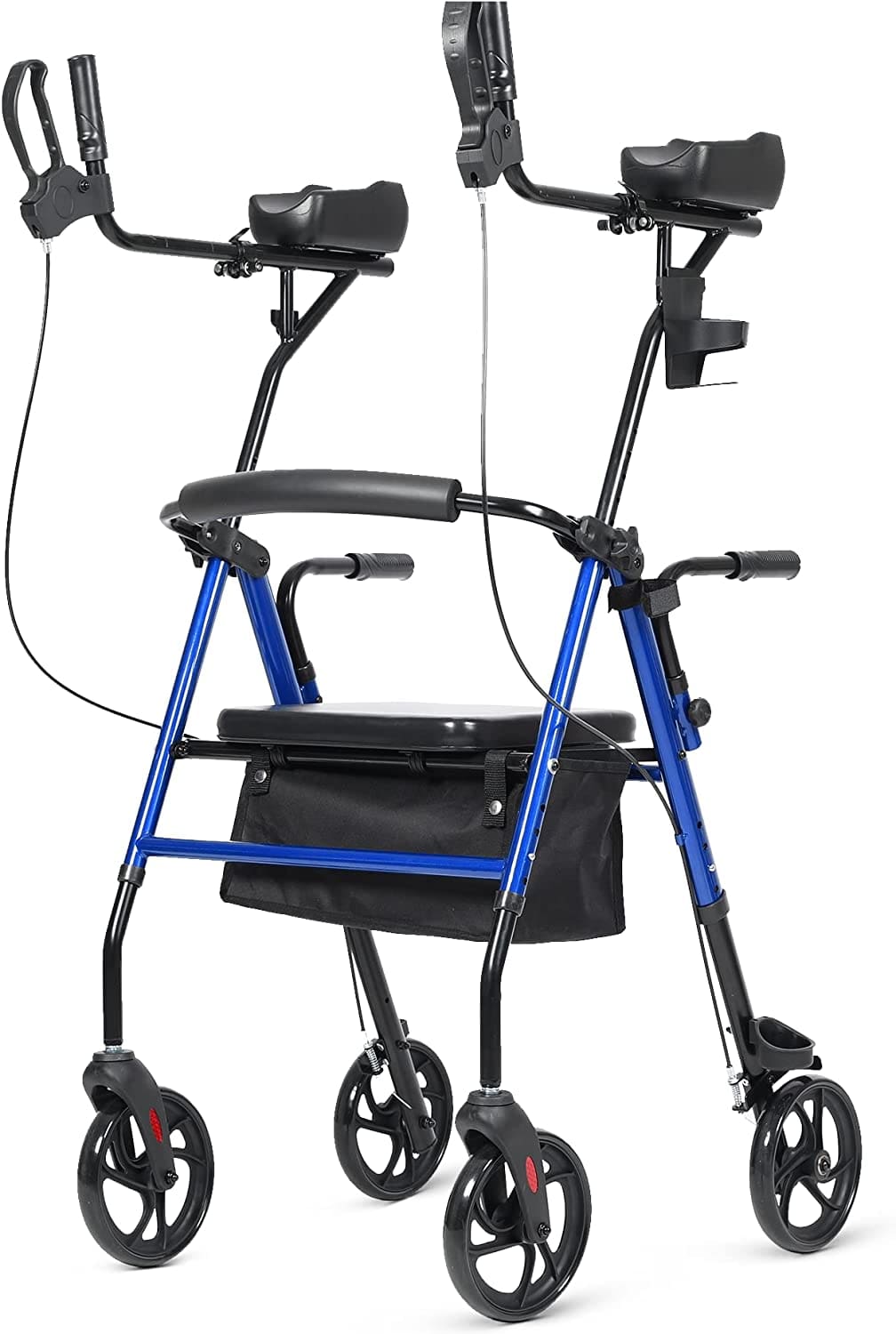 ELENKER® MT-8151 Upright Walker Stand Up Rollator Walker with Padded Seat and Backrest Lightweight Compact Folding Fully Adjustment Frame for Seniors NEW