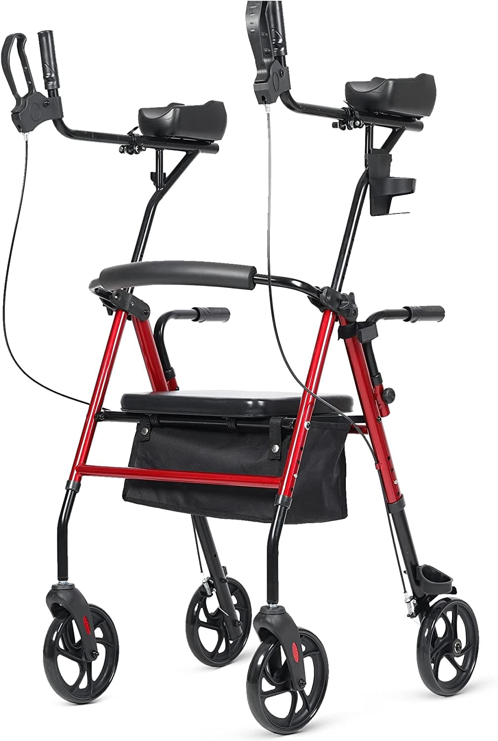ELENKER® MT-8151 Upright Walker Stand Up Rollator Walker with Padded Seat and Backrest Lightweight Compact Folding Fully Adjustment Frame for Seniors NEW