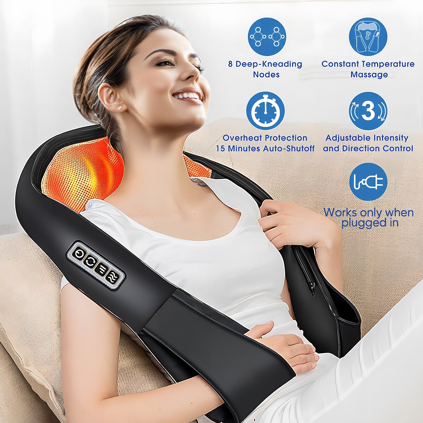 ZENART Shiatsu Shoulder Back and Neck Massager with Heat, Electric Deep Tissue Kneading Massage Pillow, Black
