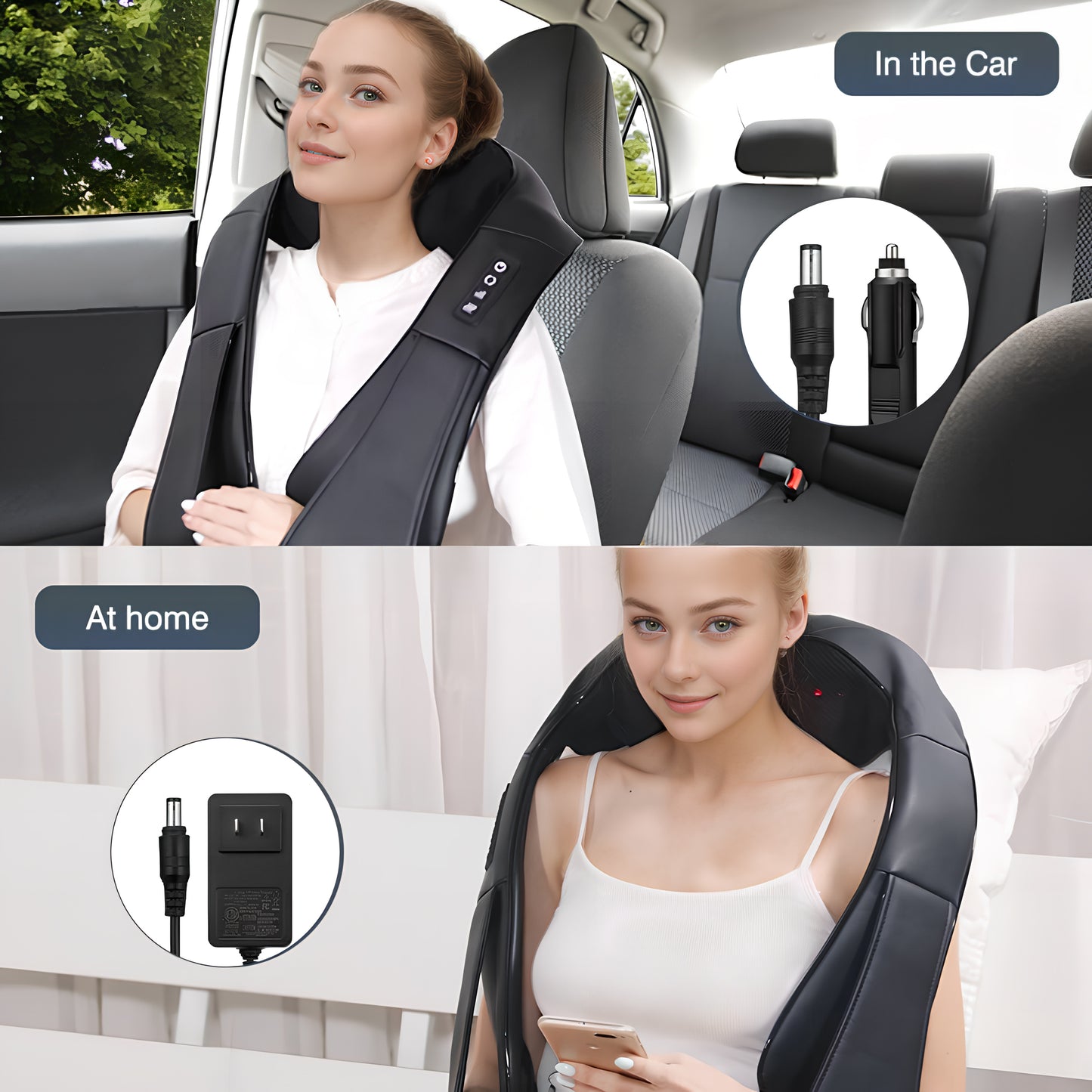 ZENART Shiatsu Shoulder Back and Neck Massager with Heat, Electric Deep Tissue Kneading Massage Pillow, Black