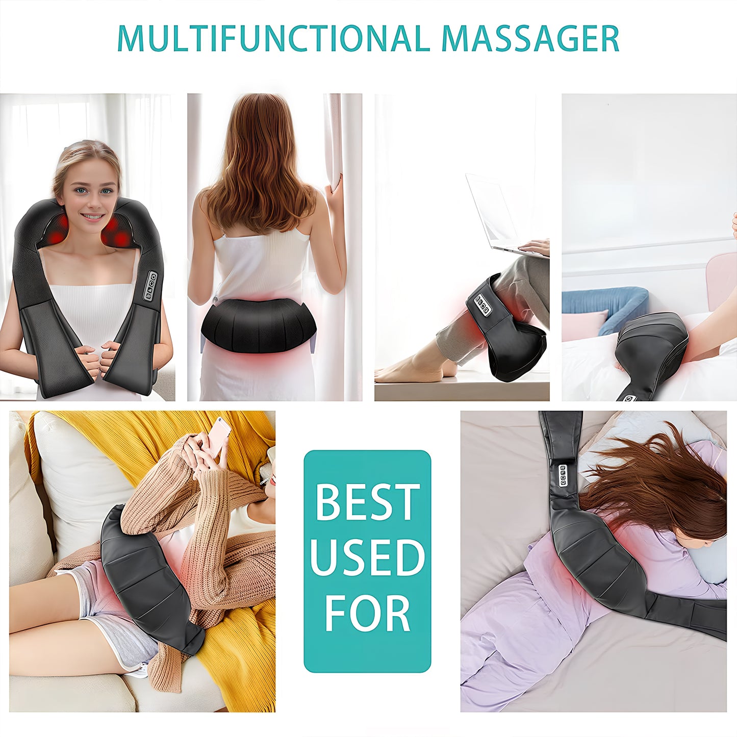 ZENART Shiatsu Shoulder Back and Neck Massager with Heat, Electric Deep Tissue Kneading Massage Pillow, Black