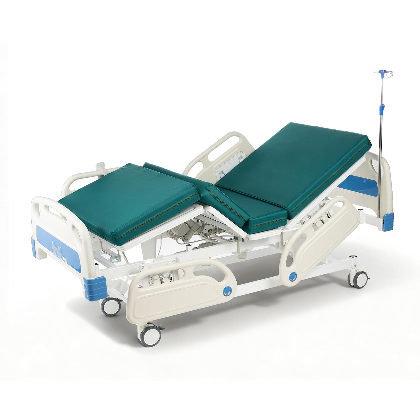 ZENART Multiple Functions Full Electric Hospital Bed ICU Bed for Home and Hospital use with Thick Mattress & IV Pole