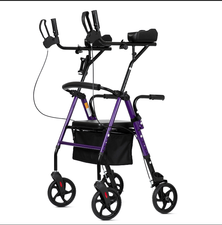 ELENKER® MT-8151 Upright Walker Stand Up Rollator Walker with Padded Seat and Backrest Lightweight Compact Folding Fully Adjustment Frame for Seniors NEW