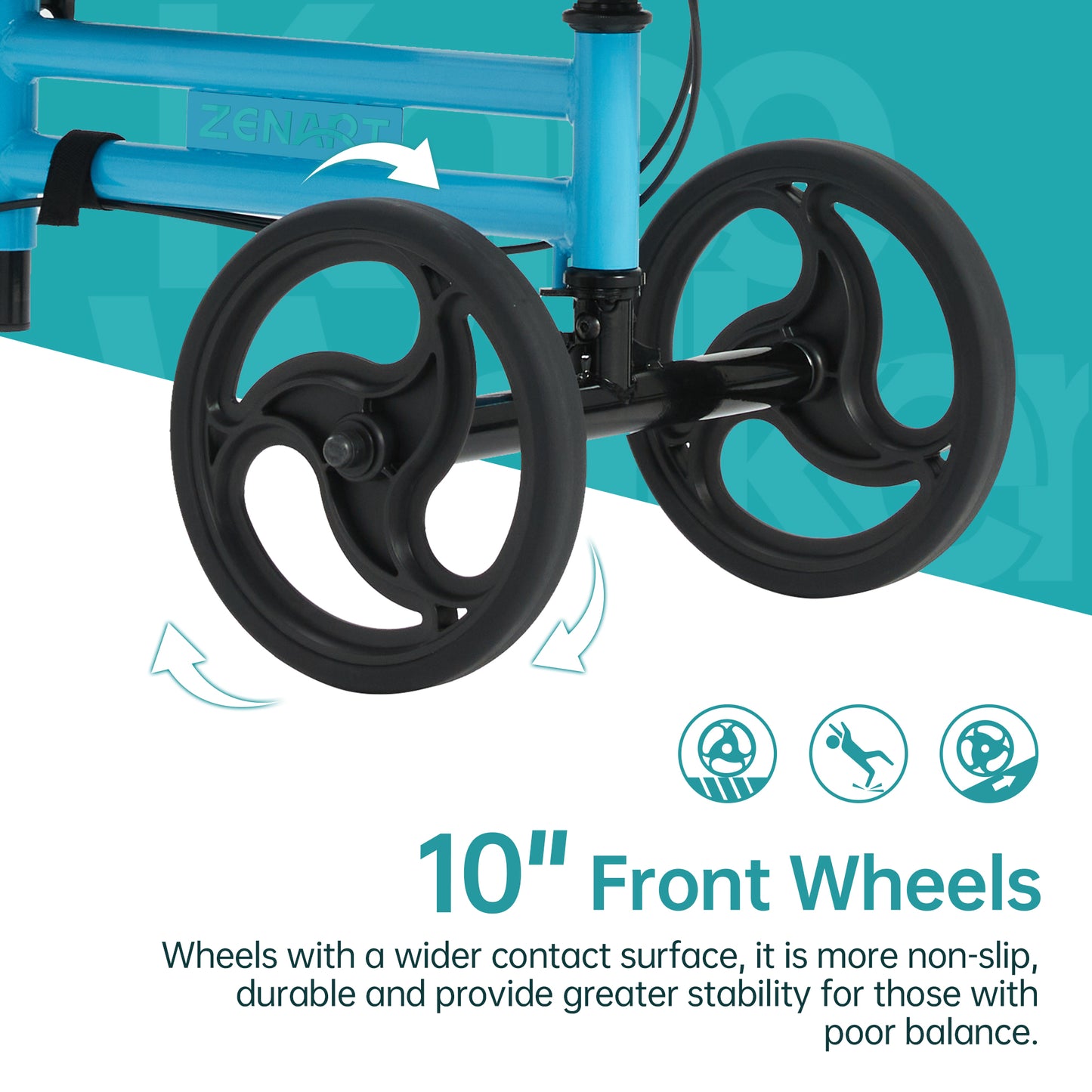 ZENART Steerable Knee Scooter Foldable Walker for Foot Surgery Adult Crutch Alternative