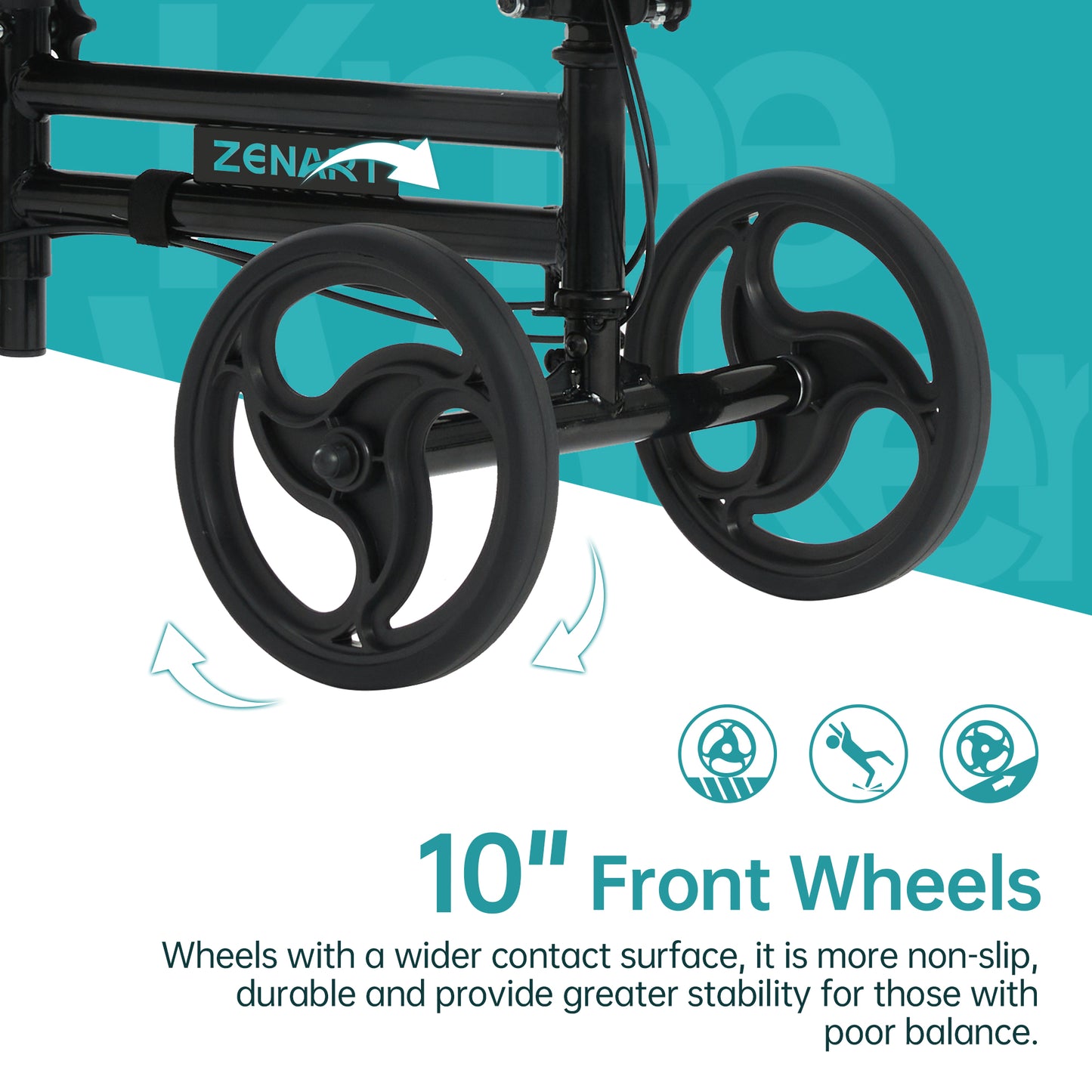 ZENART Steerable Knee Scooter Foldable Walker for Foot Surgery Adult Crutch Alternative