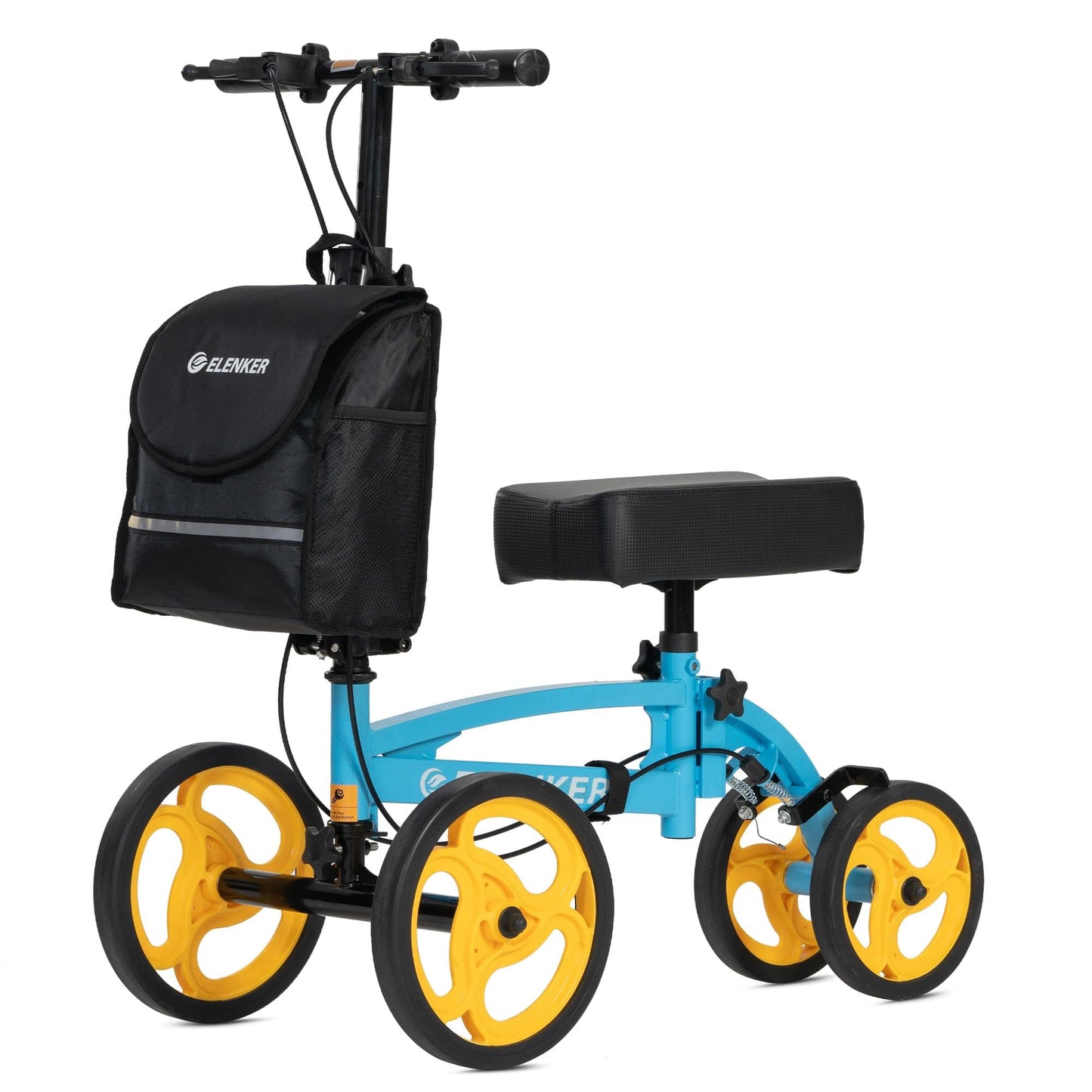 YF-9010A Steerable Knee Scooter, Foldable Knee Walker with Basket Dual Braking System Knee Scooters for or Angle and Injured Foot Broken Blue