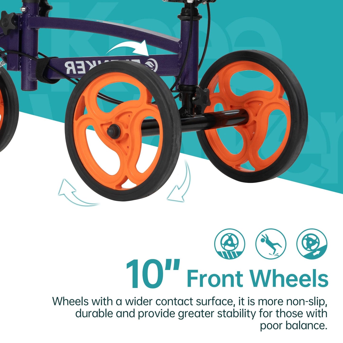 YF-9010A Steerable Knee Scooter, Foldable Knee Walker with Basket Dual Braking System, Knee Scooters for or Angle and Injured Foot Broken Purple