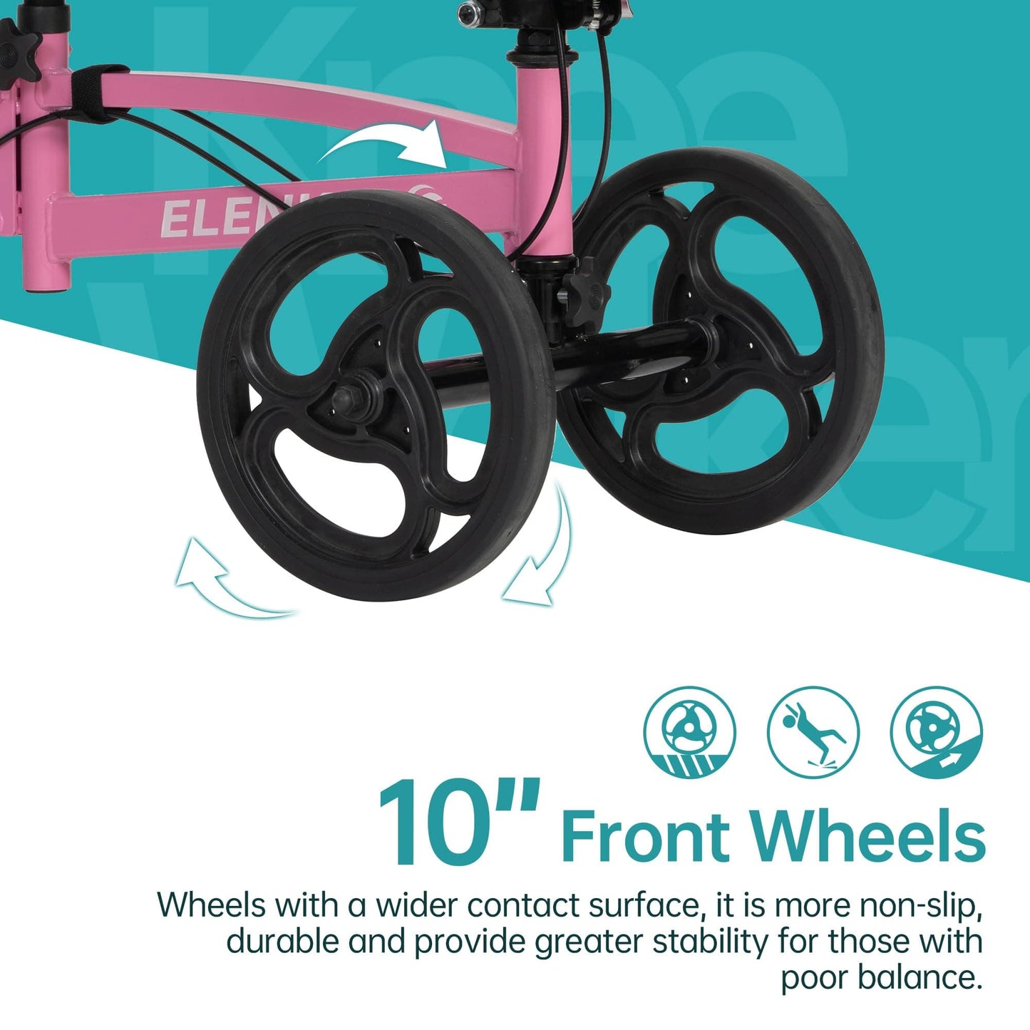 YF-9010A Steerable Knee Scooter, Foldable Knee Walker with Basket Dual Braking System Knee Scooters for or Angle and Injured Foot Broken Pink