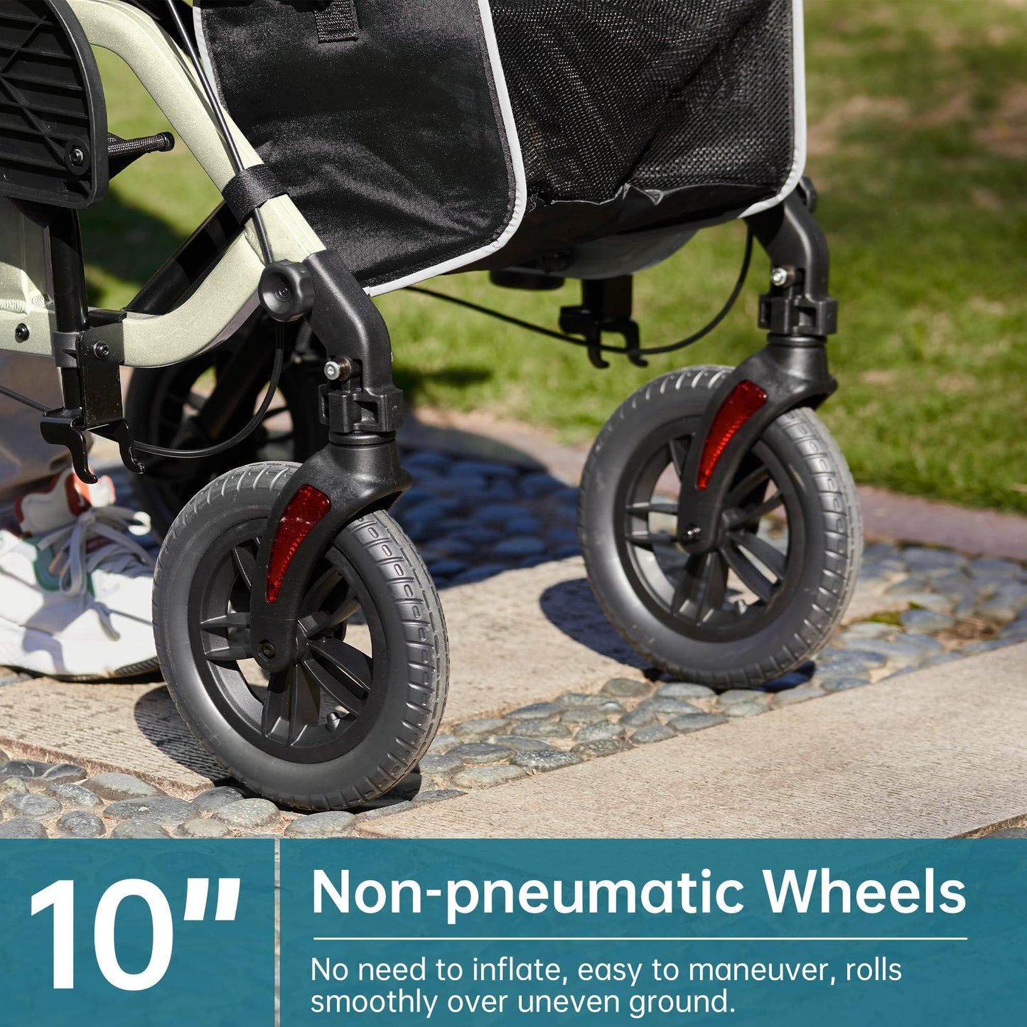 ELENKER® KLD-9224 All-Terrain 2 in 1 Rollator Walker & Transport Chair, Folding Wheelchair with 10in Non-Pneumatic Wheels for Seniors, Reversible Backrest & Detachable Footrests NEW