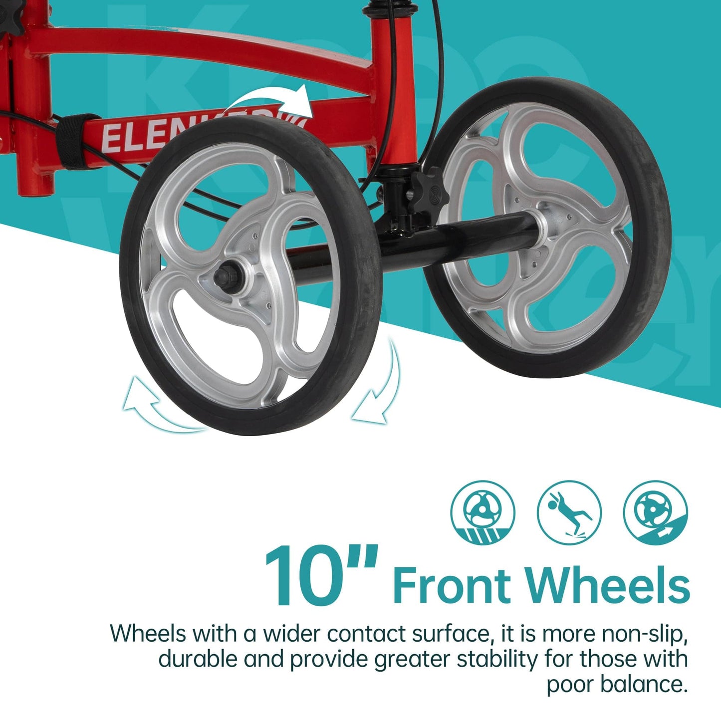 YF-9010A Steerable Knee Scooter, Foldable Knee Walker with Basket Dual Braking System Knee Scooters for or Angle and Injured Foot Broken Red