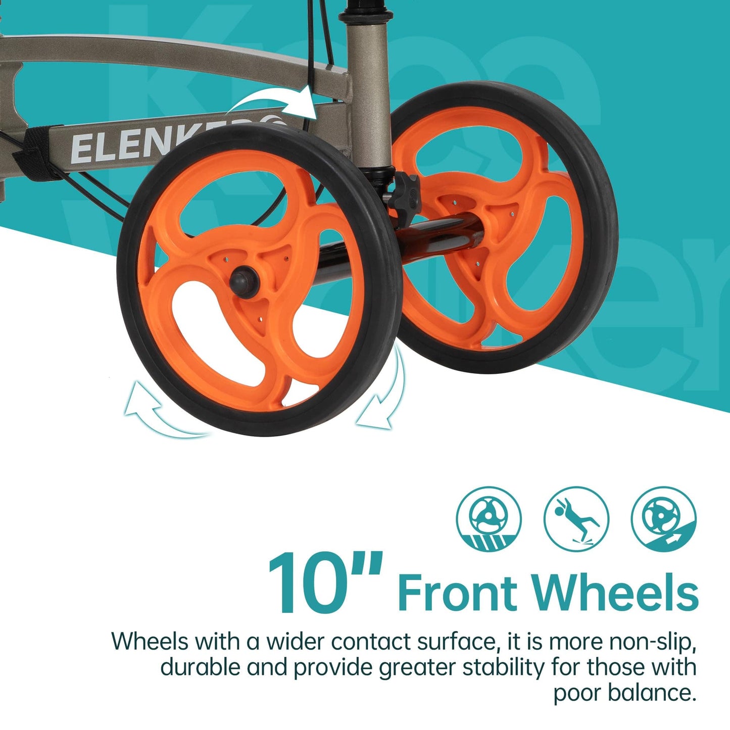YF-9010A Steerable Knee Scooter, Foldable Knee Walker with Basket Dual Braking System Knee Scooters for or Angle and Injured Foot Broken Champagne