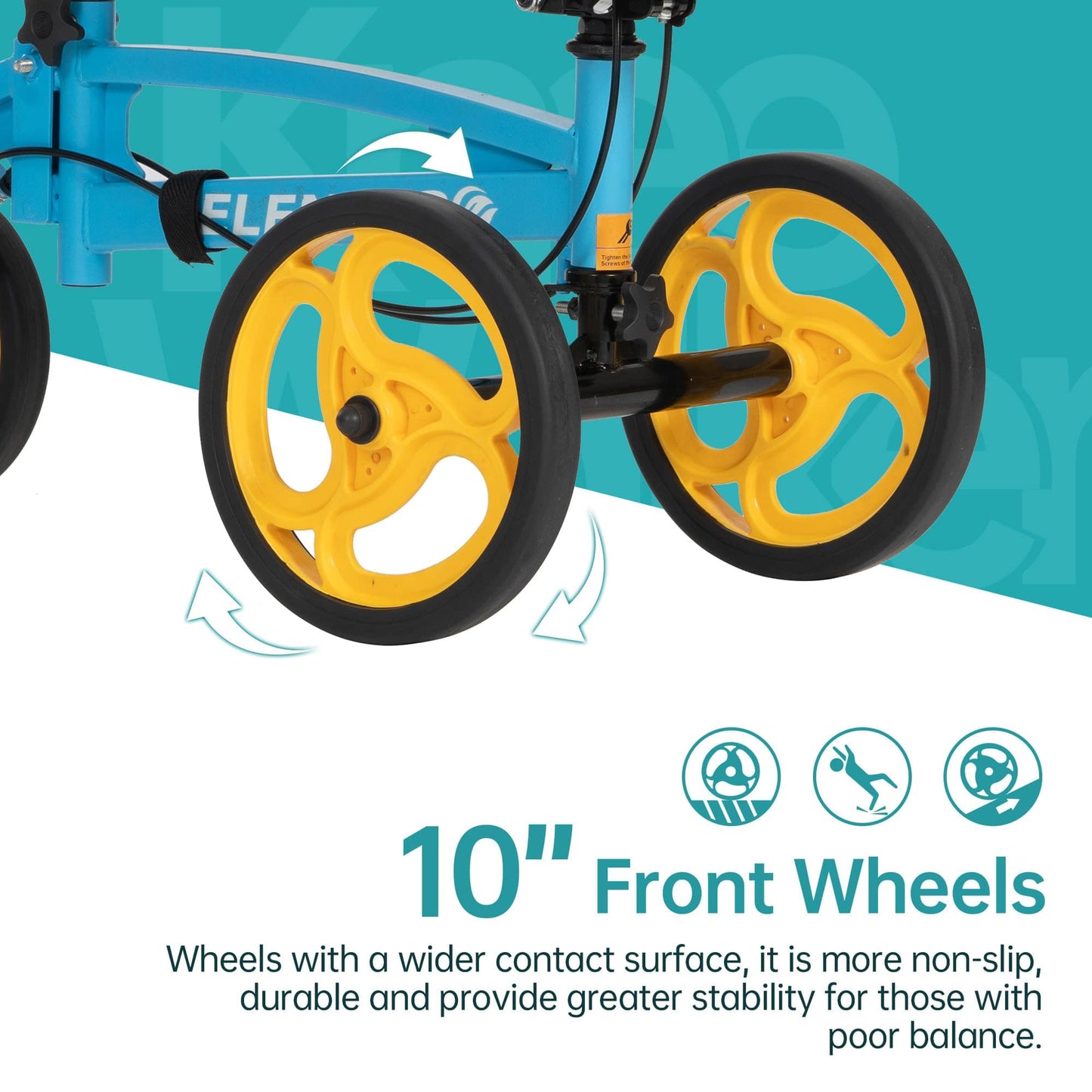 YF-9010A Steerable Knee Scooter, Foldable Knee Walker with Basket Dual Braking System Knee Scooters for or Angle and Injured Foot Broken Blue