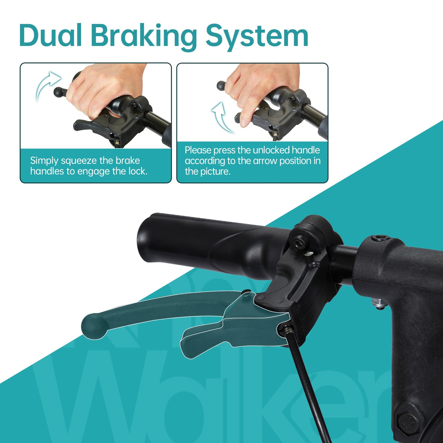 Elenker Knee Scooter with Basket Dual Braking System for Ankle and Foot Injured Bright Black