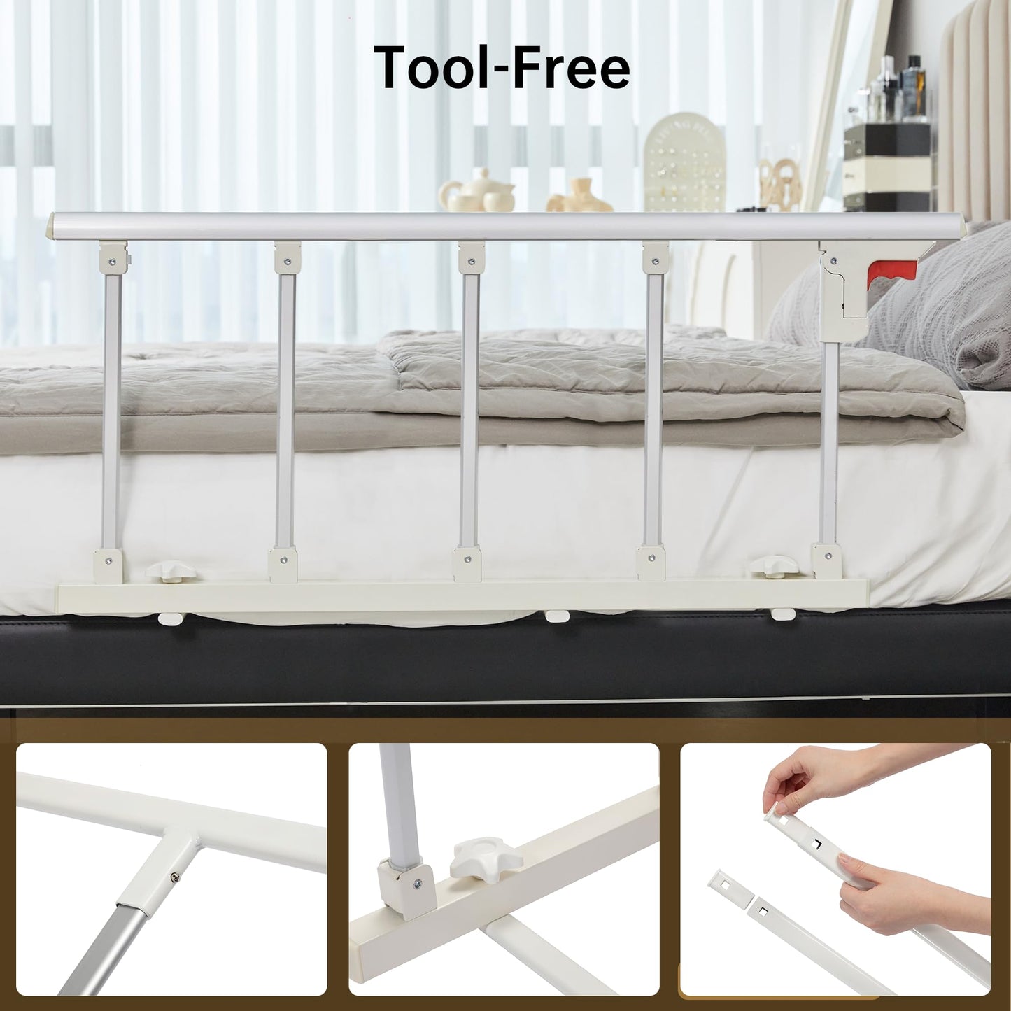 ELENKER Bed Rails for Elderly Adults, Folding Bed Assist Seniors Safety Bed Guard Rail Handle to Prevent Falling Out of Bed