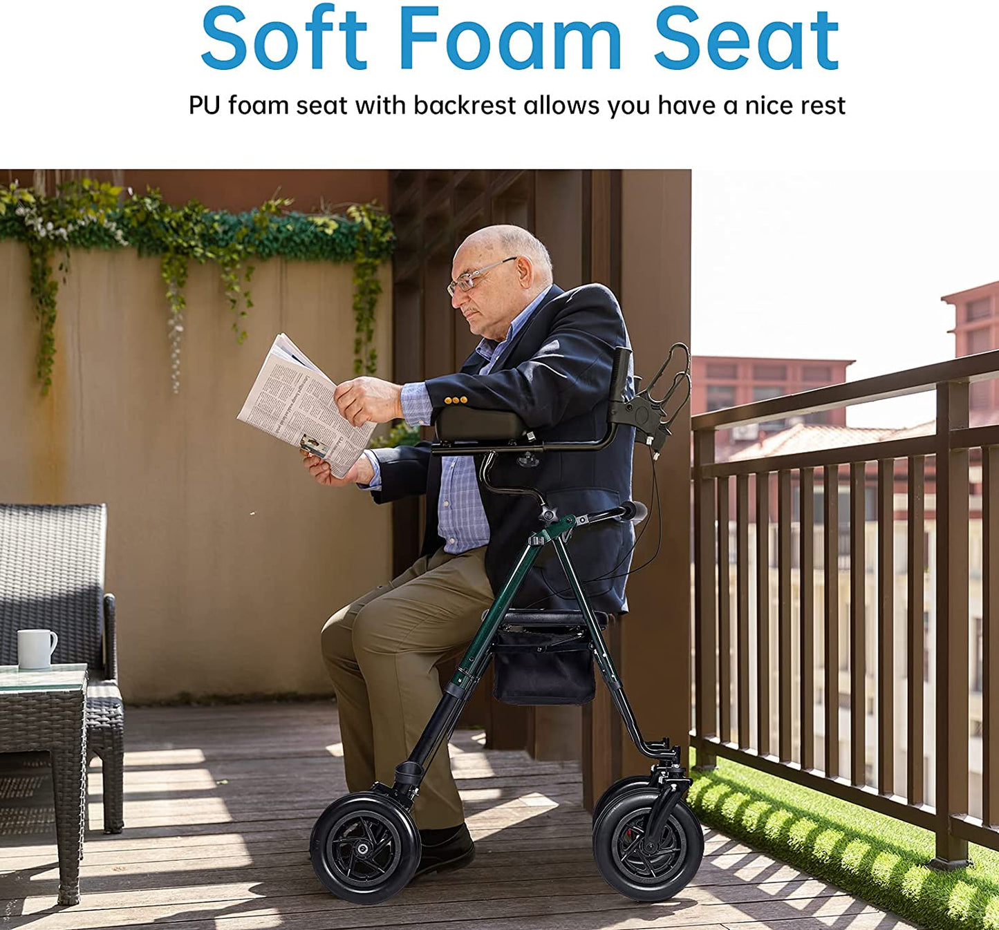 HFK-9236T4 All Terrain Dual-Brake Upright Walker 10" Wheels