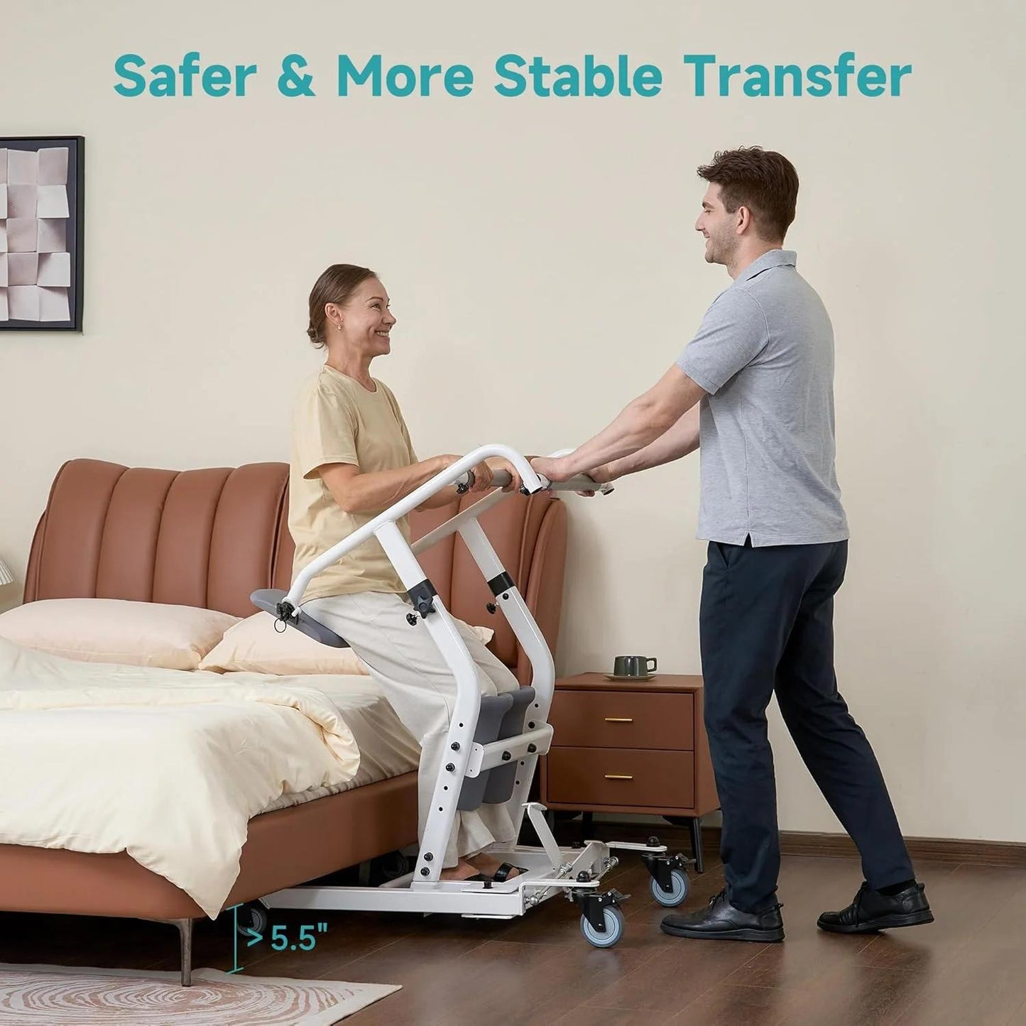 ZENART Sit to Stand Lift, Stand Assist Lift for Elderly, Patient Lift Chair Transport Unit for Home Care, Adjustable seat Height and Base, 400LBs Weight Capacity