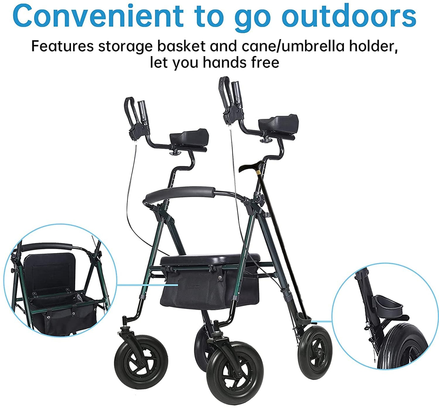 HFK-9236T4 All Terrain Dual-Brake Upright Walker 10" Wheels