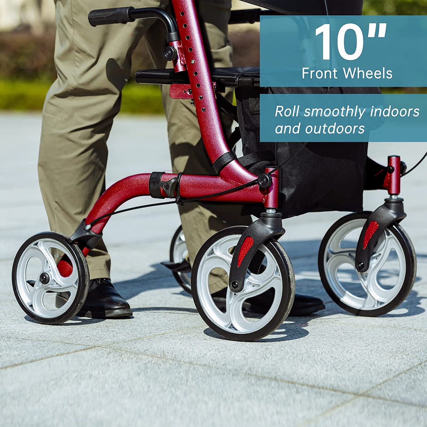 HFK-9210KDB-3 Dual-Brake Lightweight Upright Walker 10" Wheels