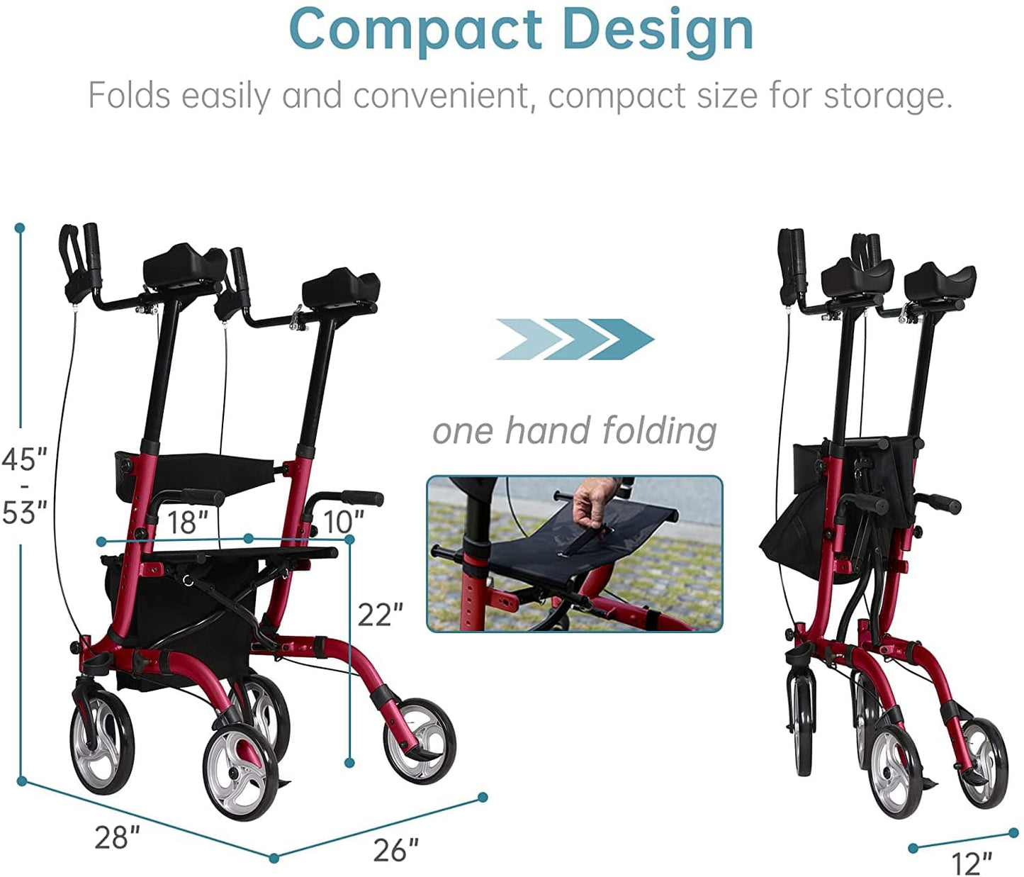 HFK-9210KDB-3 Dual-Brake Lightweight Upright Walker 10" Wheels