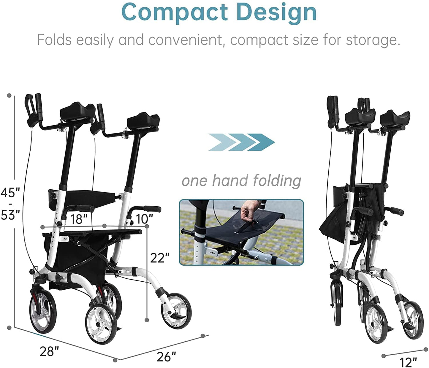 HFK-9210KDB-3 Dual-Brake Lightweight Upright Walker 10" Wheels