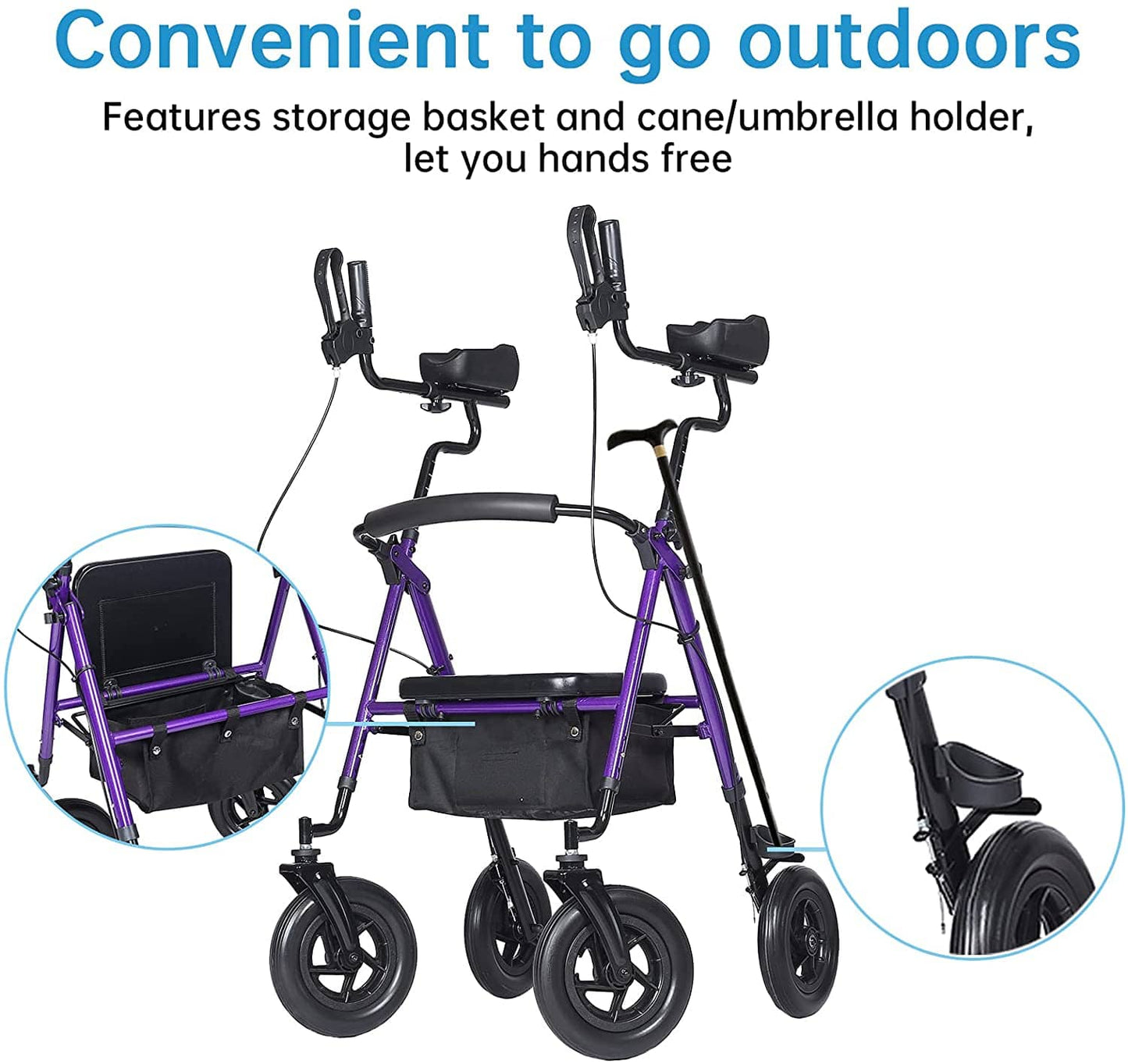 HFK-9236T4 All Terrain Dual-Brake Upright Walker 10" Wheels