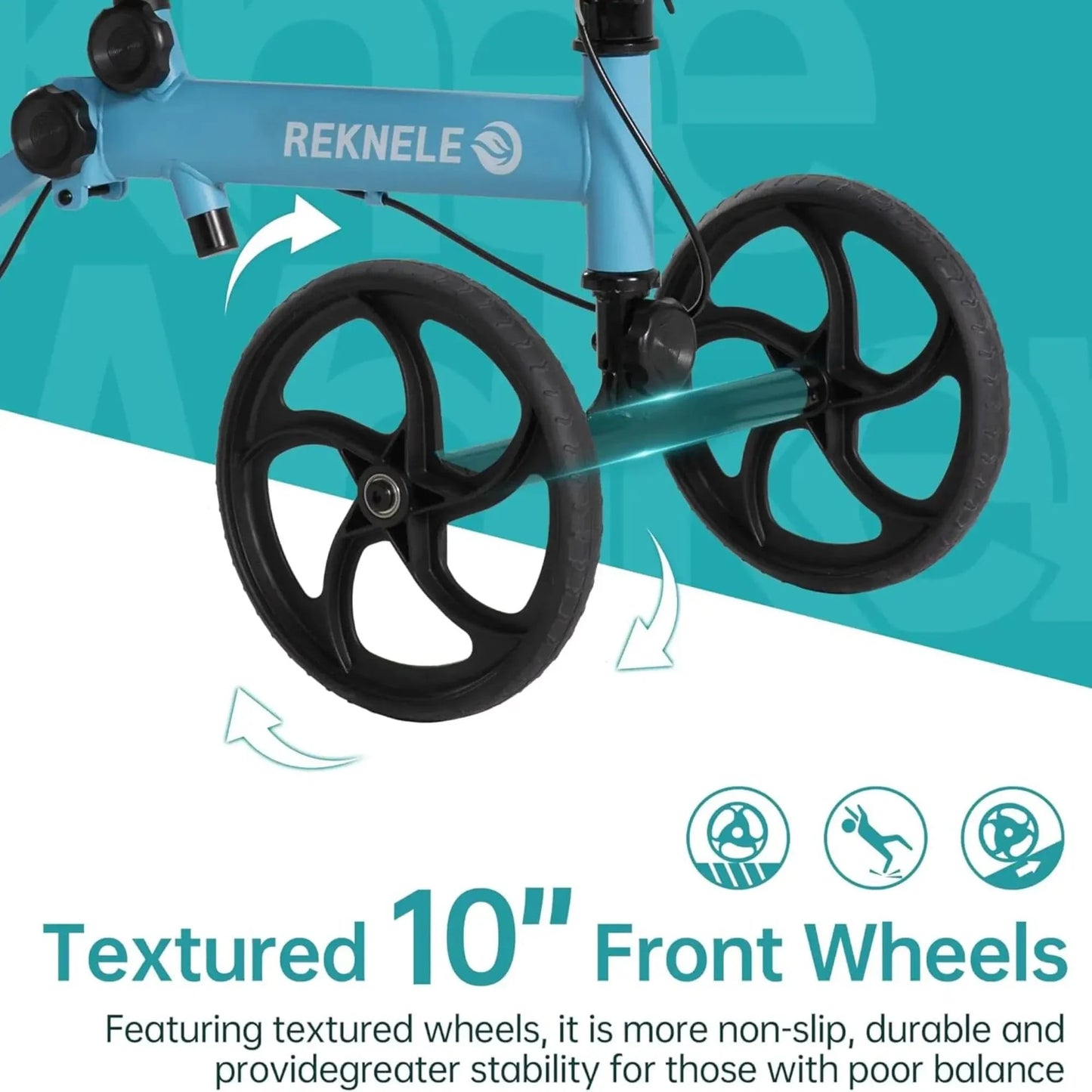 Elenker Steerable Knee Scooter with 10" Front Wheels, Foldable Knee Walker for Foot Injuries Crutches Alternative