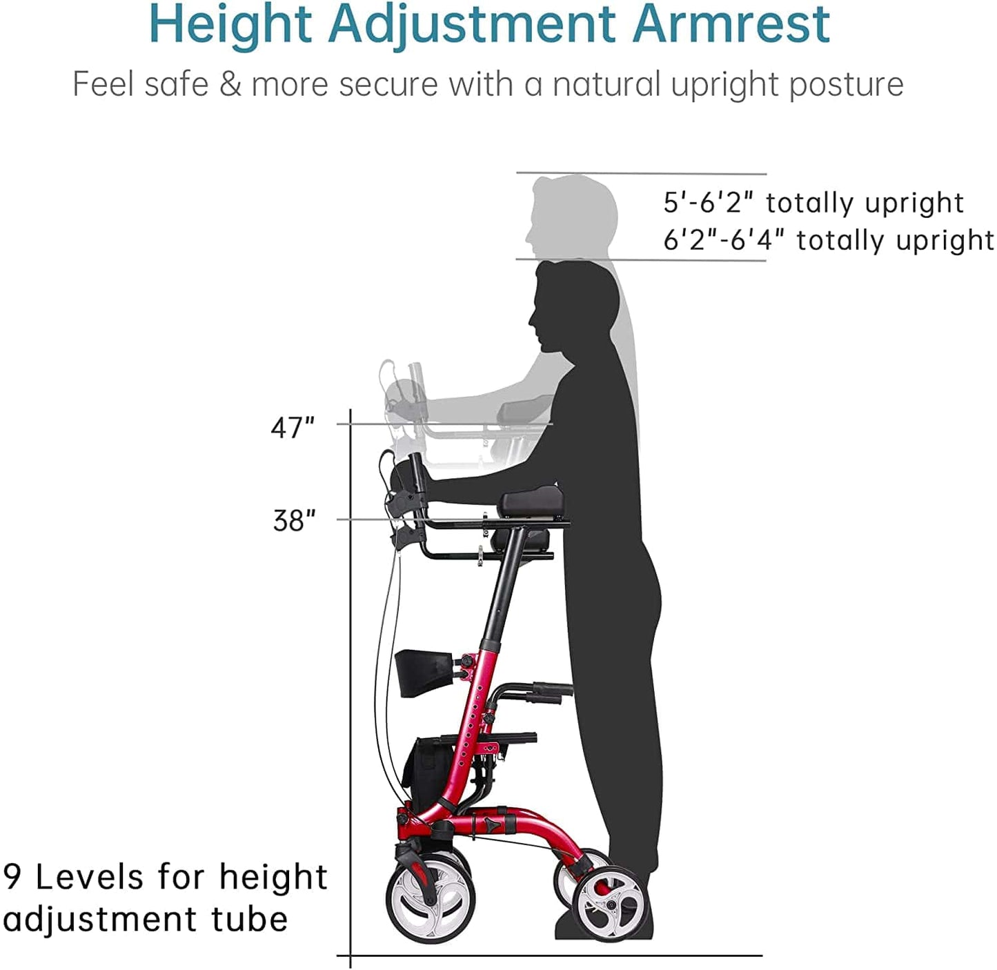 HFK-9210KDB-3 Dual-Brake Lightweight Upright Walker 10" Wheels