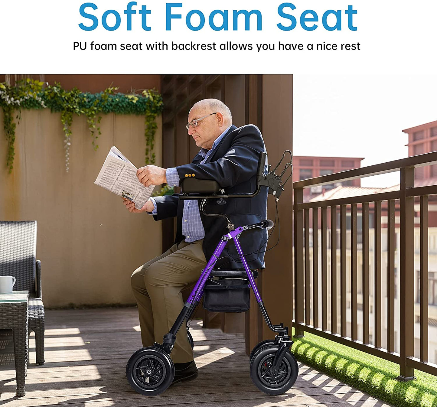 HFK-9236T4 All Terrain Dual-Brake Upright Walker 10" Wheels