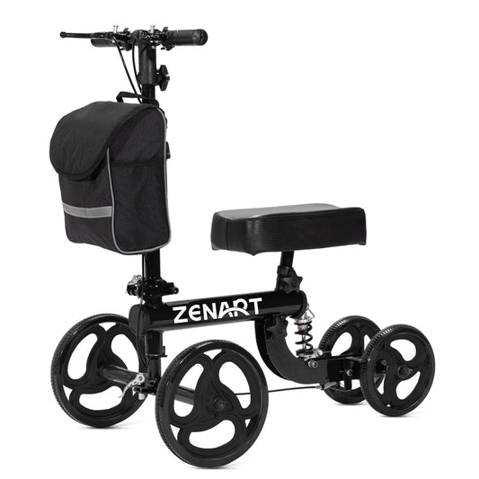 ZENART Steerable Knee Scooter, Deluxe Foldable Walker with 10" Wheel for Foot Injuries, Crutches Alternative