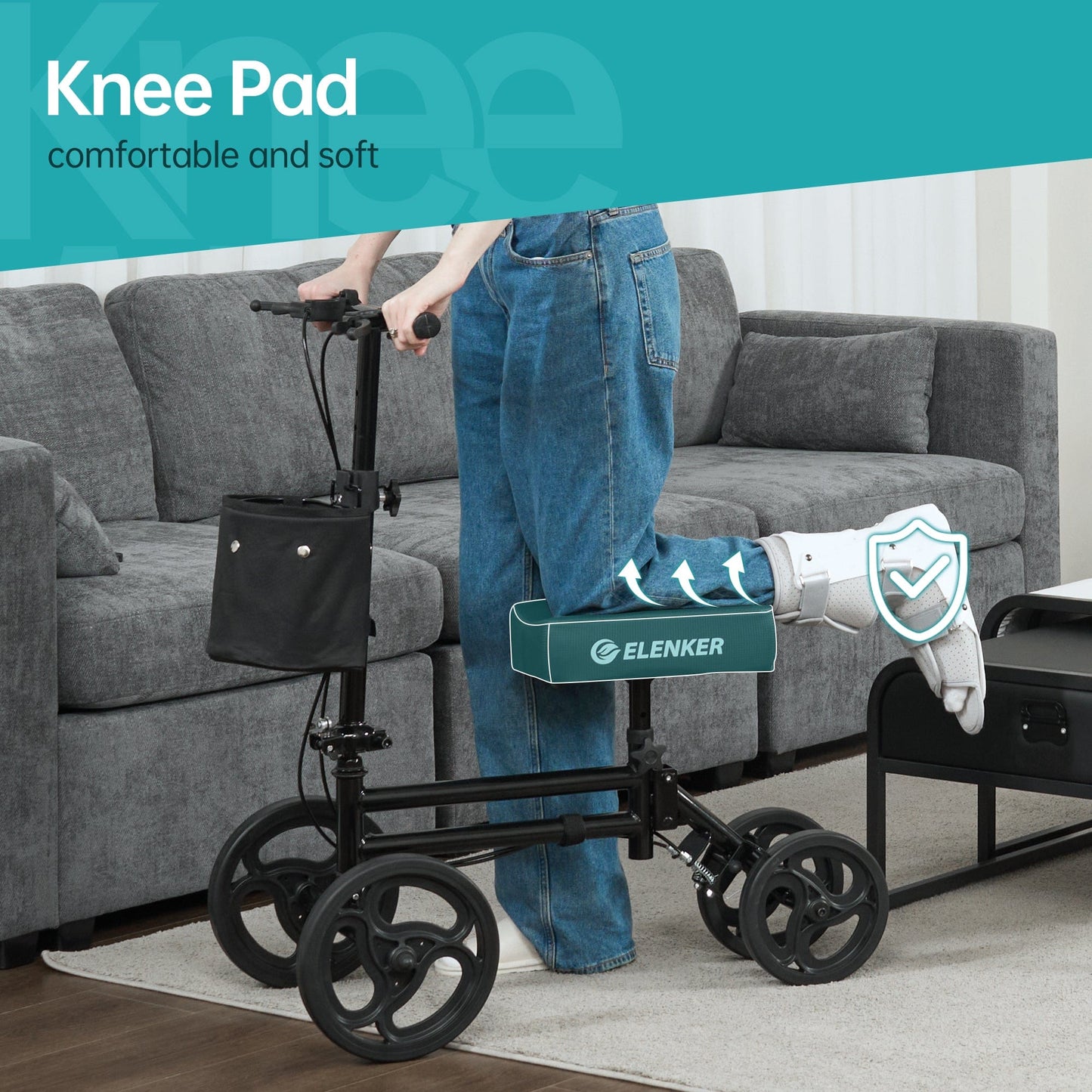 ELENKER Steerable Knee Scooter for Foot Injuries Ankles Surgery