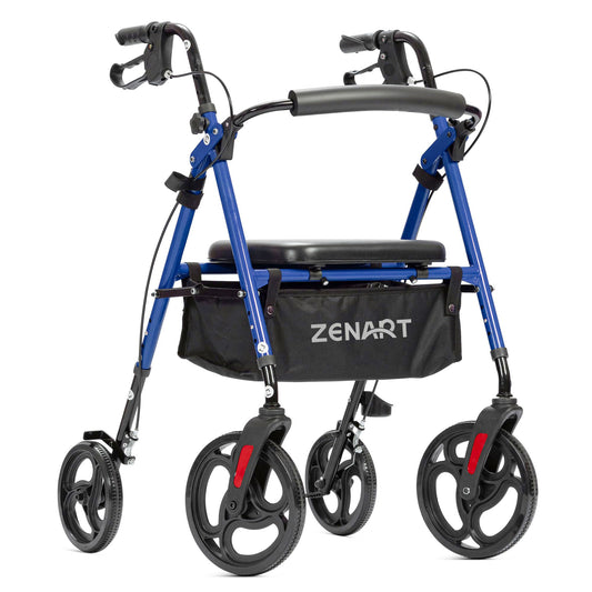 ZENART Mobility Rollator Walker for Seniors Adult with Adjustable Seat and 10" Wheels