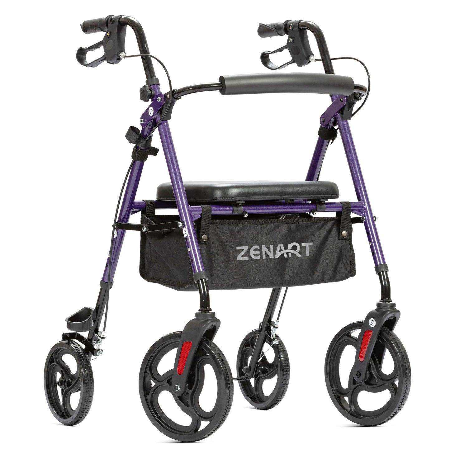 ZENART Mobility Rollator Walker for Seniors Adult with Adjustable Seat and 10" Wheels