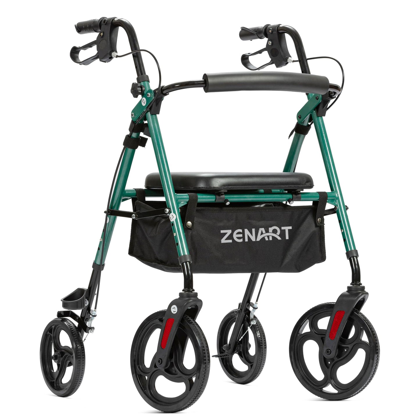 ZENART Mobility Rollator Walker for Seniors Adult with Adjustable Seat and 10" Wheels