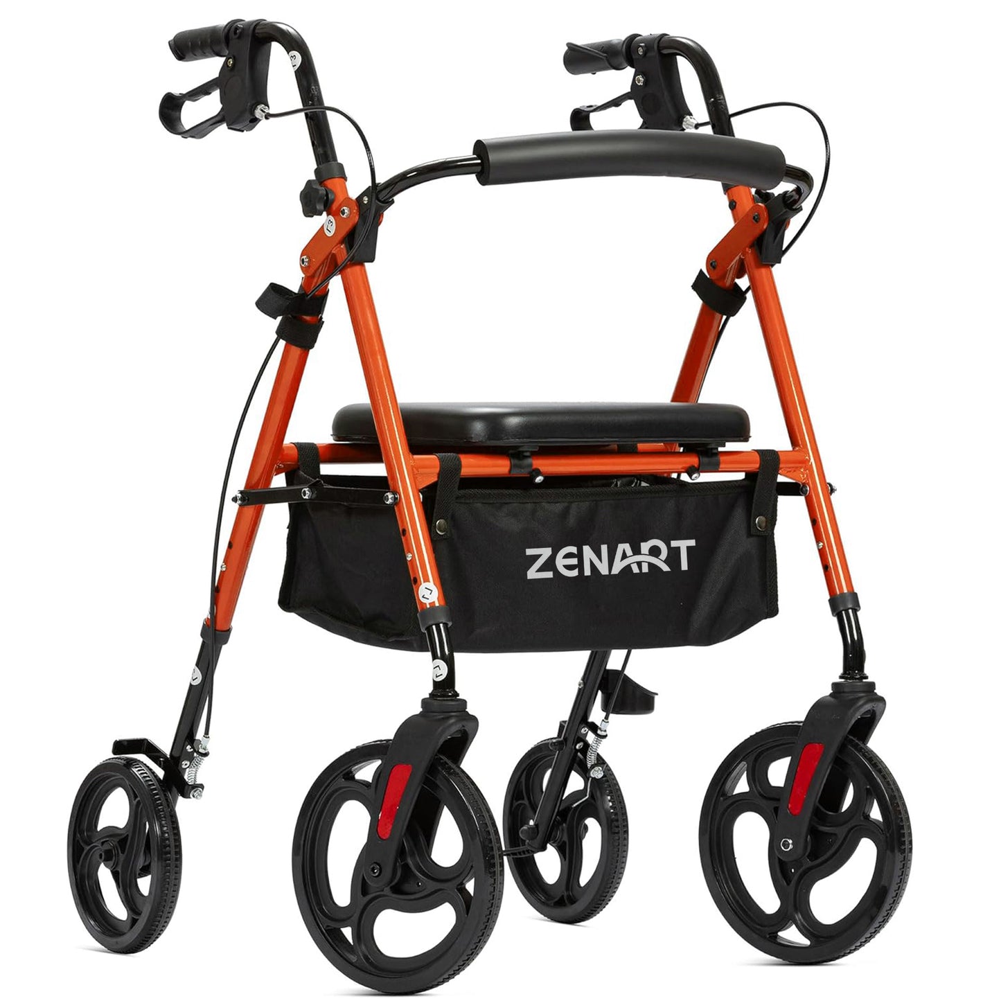 ZENART Mobility Rollator Walker for Seniors Adult with Adjustable Seat and 10" Wheels