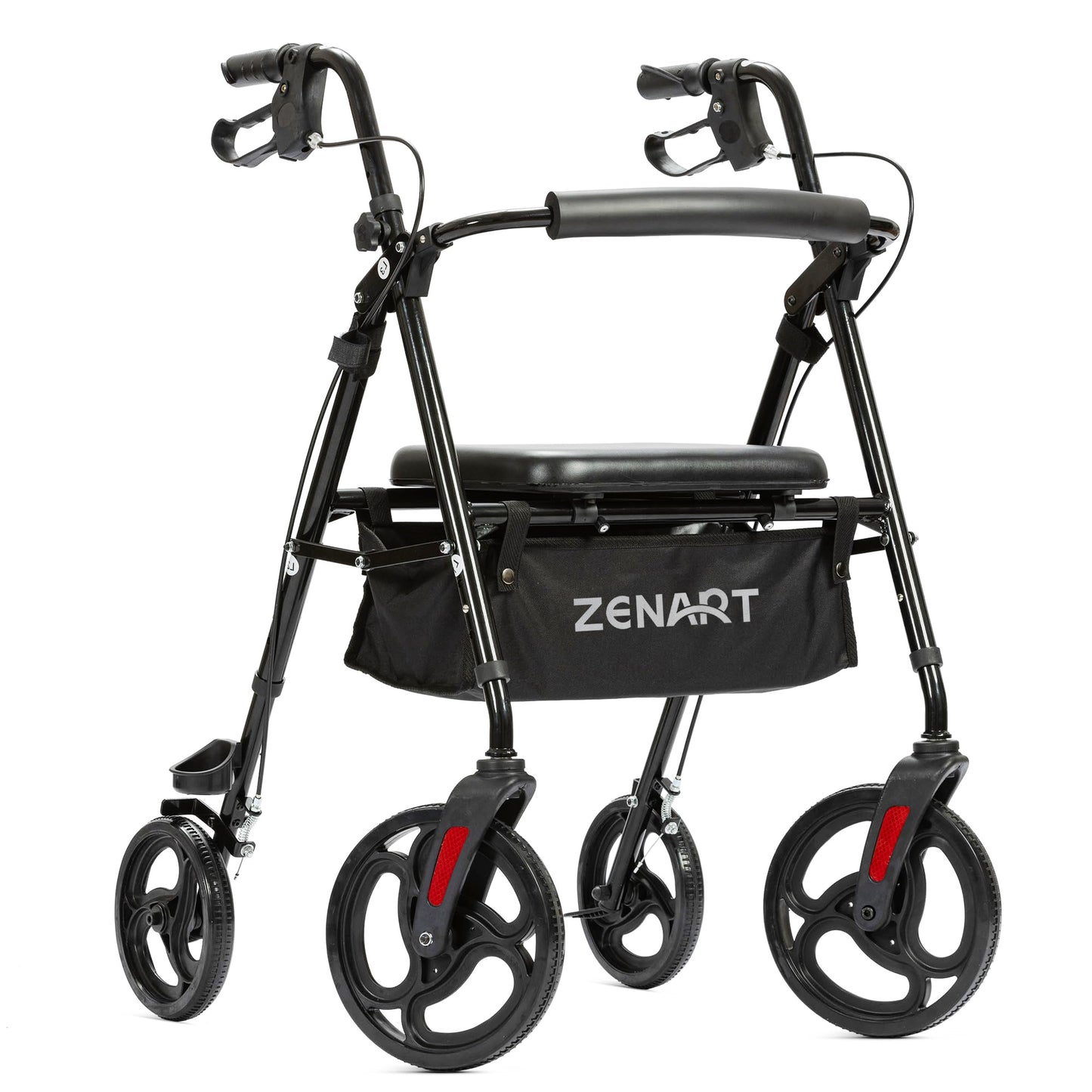 ZENART Mobility Rollator Walker for Seniors Adult with Adjustable Seat and 10" Wheels