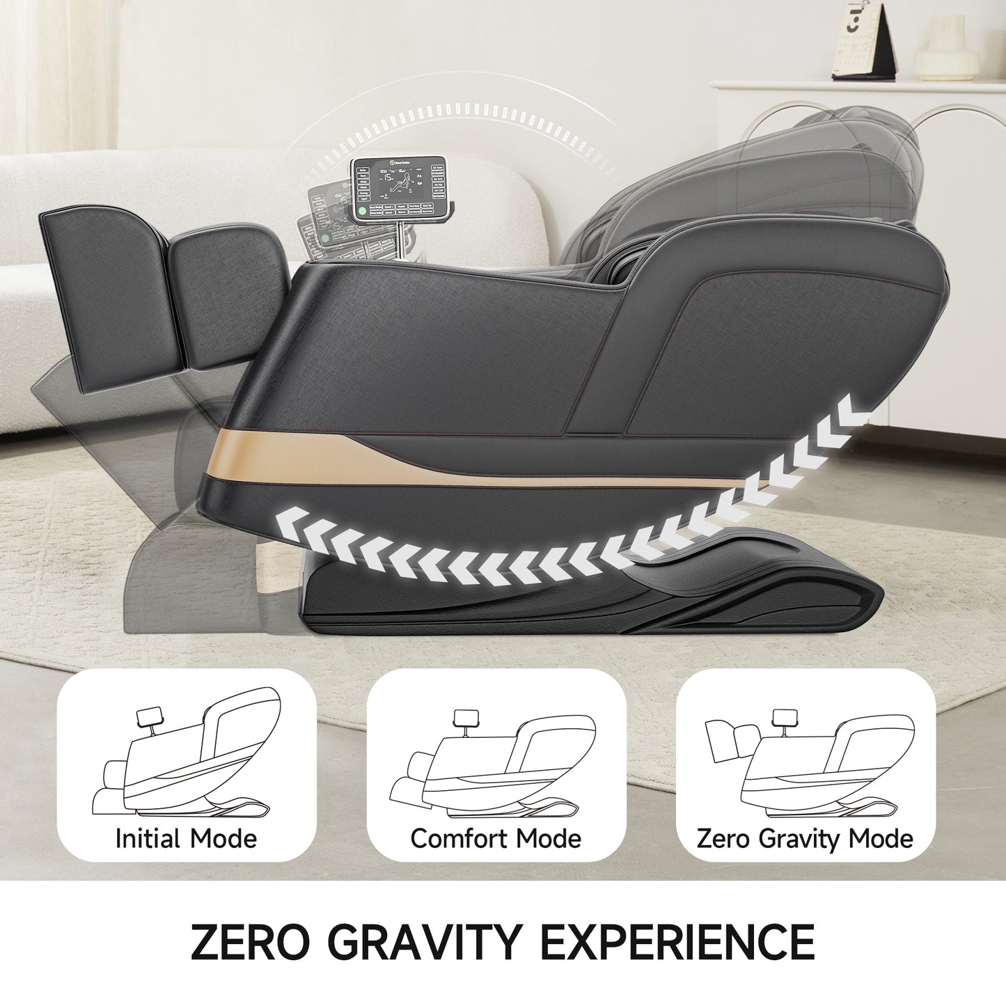 BS-08 ZENART Full Body Massage Chair Recliner with Zero Gravity, Heating, Bluetooth Speaker, Airbags, Foot Roller, for Home Office