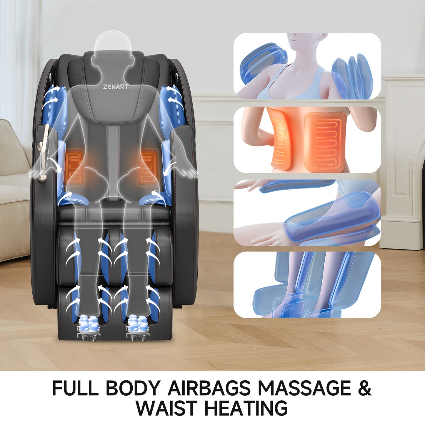 BS-10 ZENART Massage Chair, Full Body Zero Gravity Massage Chair Recliner with Foot Massager