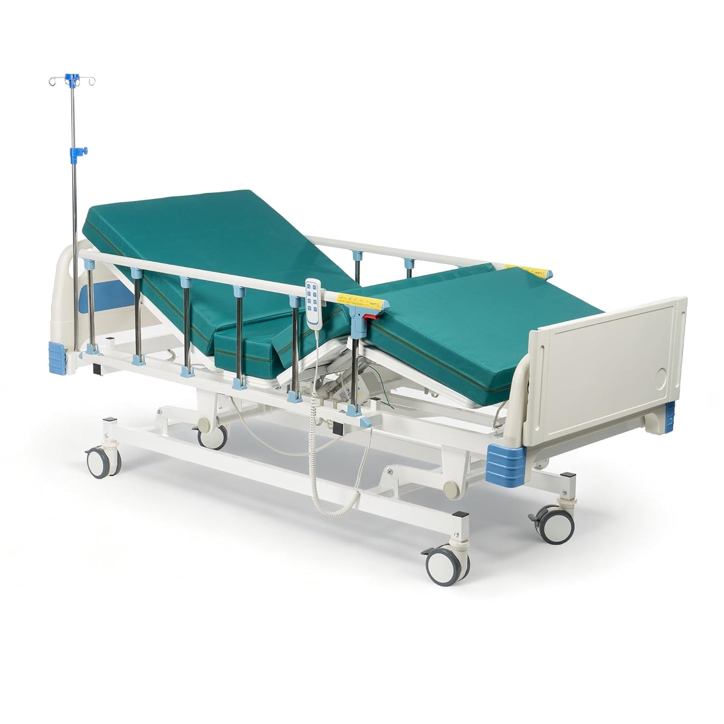 ZENART Multiple Functions Full Electric Hospital Bed ICU Bed for Home and Hospital use with Thick Mattress & IV Pole