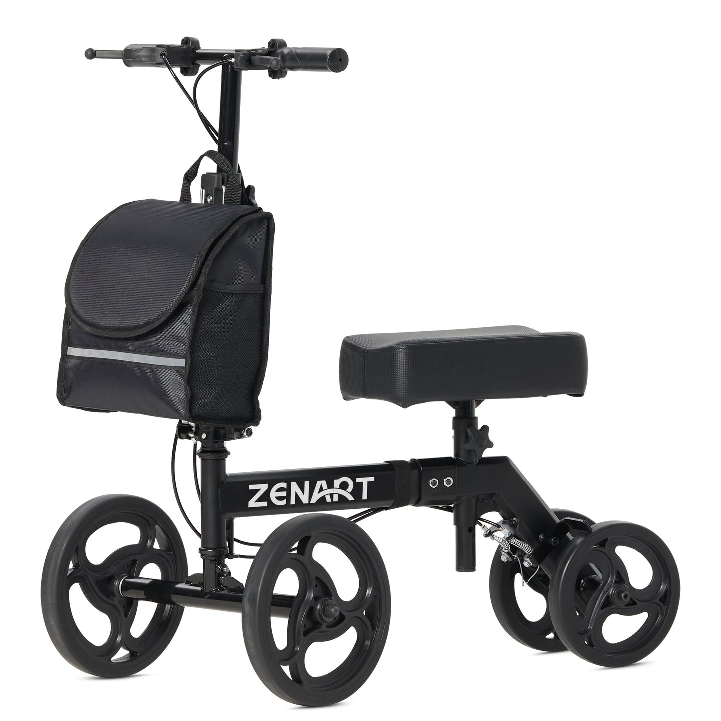 ZENART Foldable Knee Walker, Deluxe Medical Scooter for Foot Surgery Crutches Alternative Black