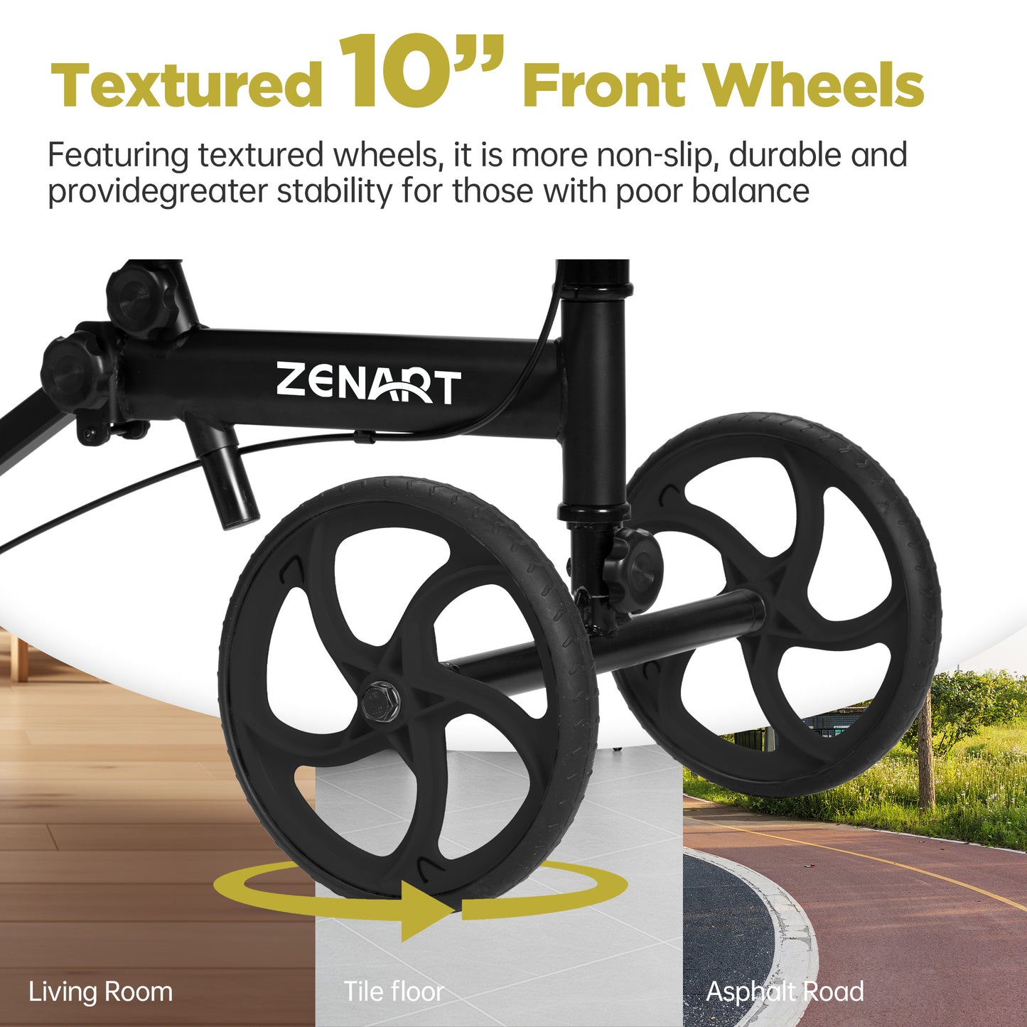 ZENART Economy Knee Scooter Foldable Walker for Foot Surgery Adult Crutch Alternative