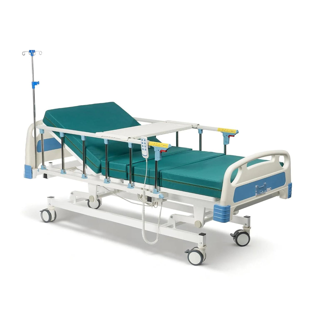 ZENART Multiple Functions Full Electric Hospital Bed ICU Bed for Home and Hospital use with Thick Mattress & IV Pole
