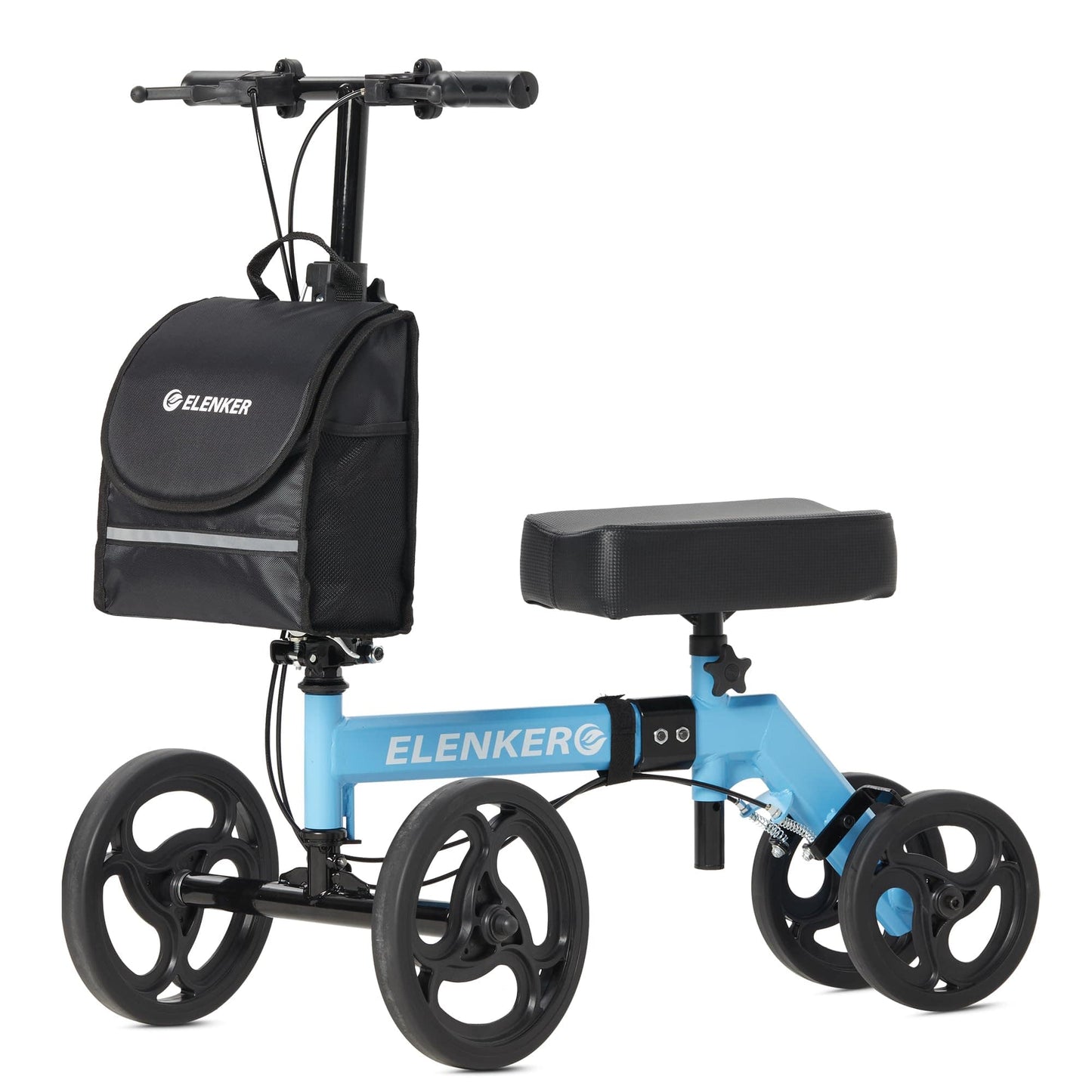 ELENKER Folding Knee Scooter, Deluxe 10" Front Wheels Medical Knee Walker for Foot Injuries Surgery Crutches Alternative