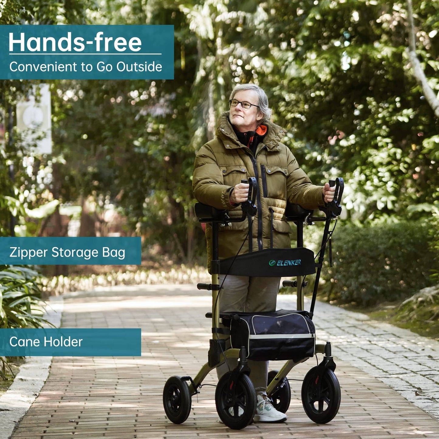HFK-9240-2 All Terrain Dual-Brake Upright Walker 12" wheels