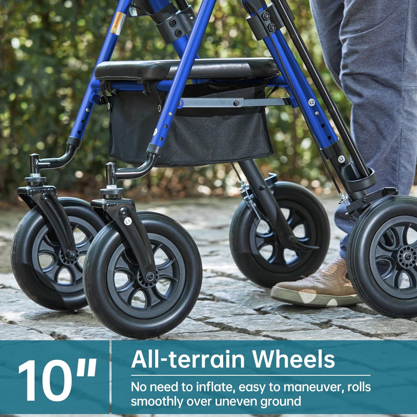 HFK-9236T4 All Terrain Dual-Brake Upright Walker 10" Wheels