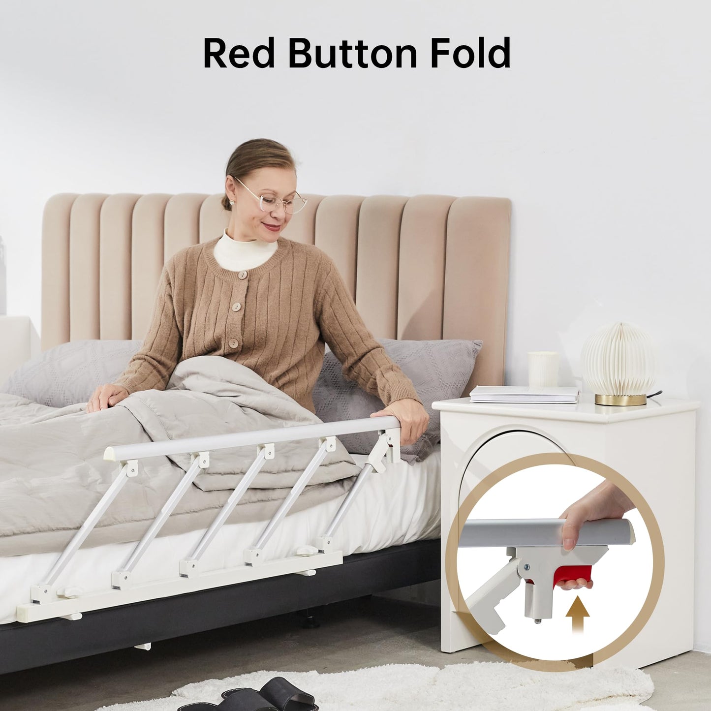 ELENKER Bed Rails for Elderly Adults, Folding Bed Assist Seniors Safety Bed Guard Rail Handle to Prevent Falling Out of Bed