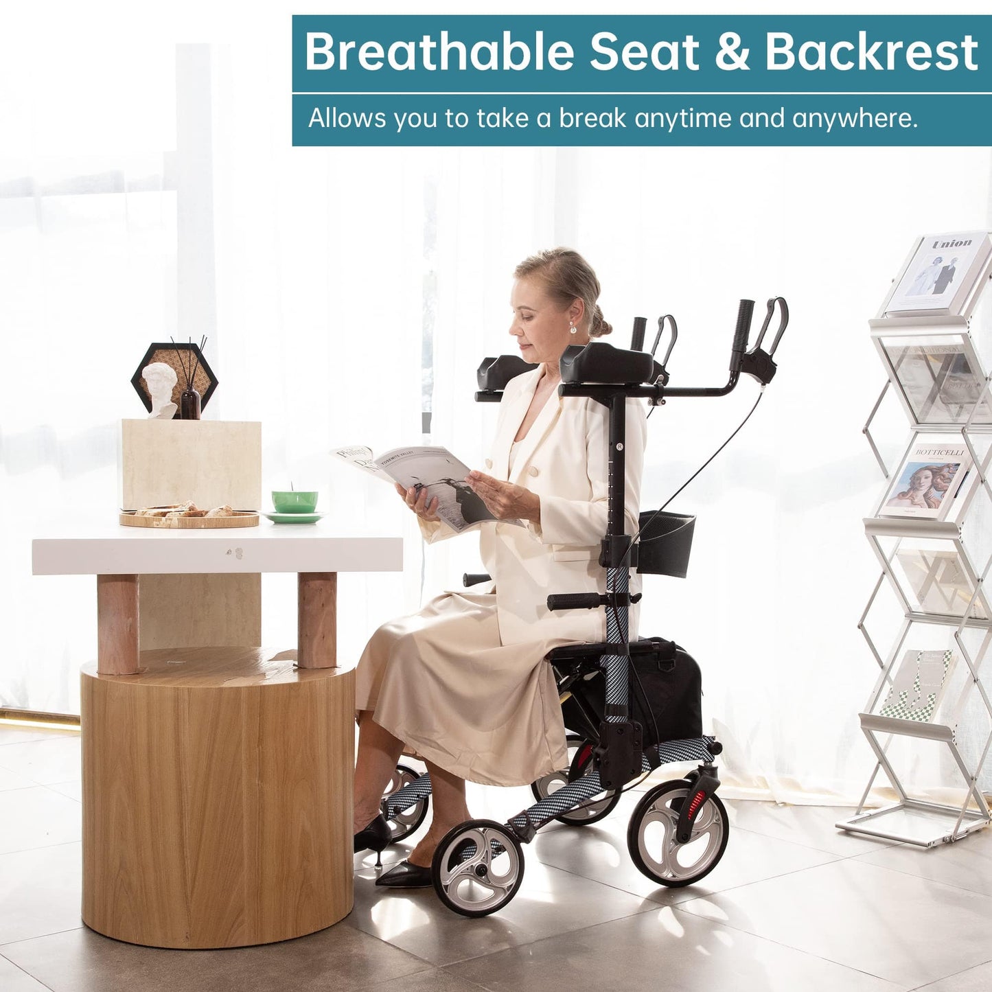 HFK-9240 Dual-Brake Upright walker 10" wheels