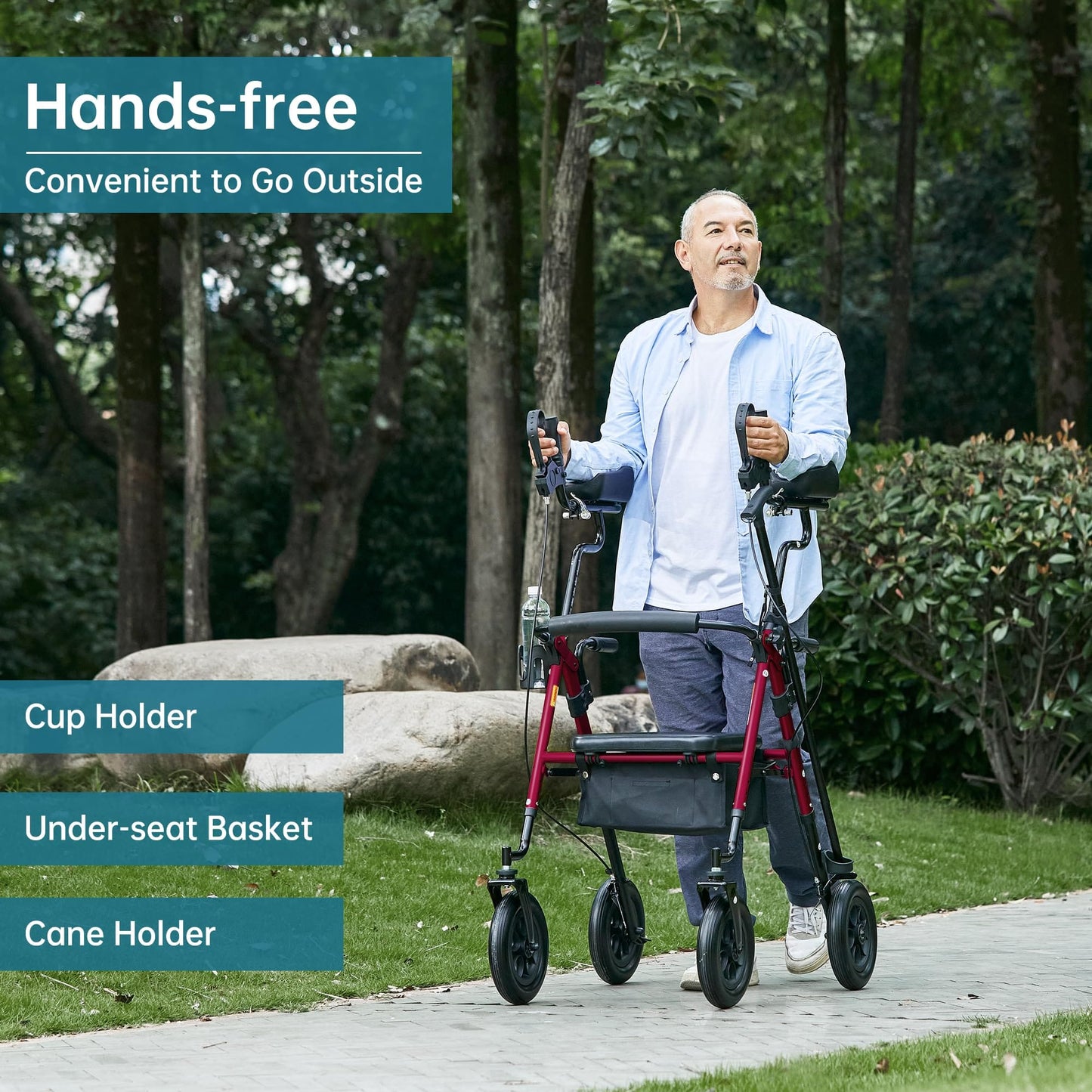 HFK-9236T4 All Terrain Dual-Brake Upright Walker 10" Wheels