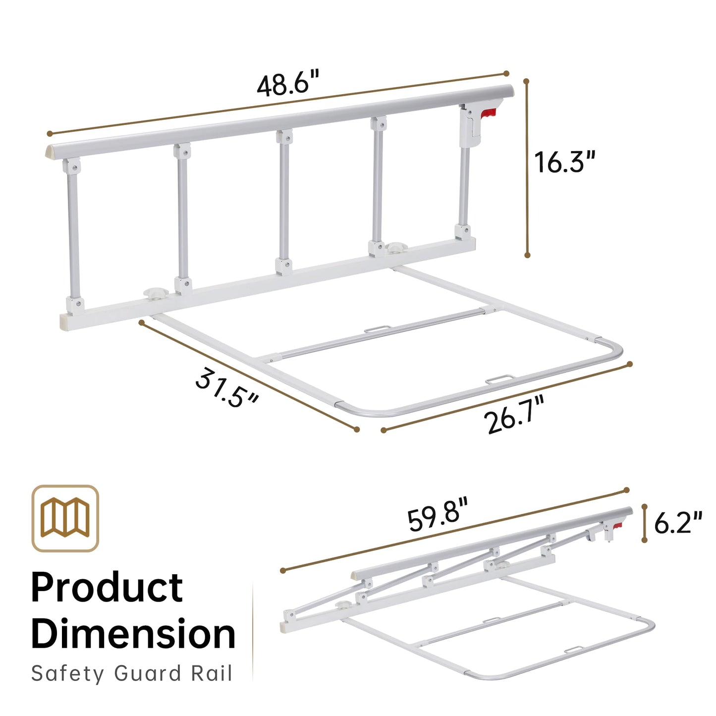 ELENKER Bed Rails for Elderly Adults, Folding Bed Assist Seniors Safety Bed Guard Rail Handle to Prevent Falling Out of Bed