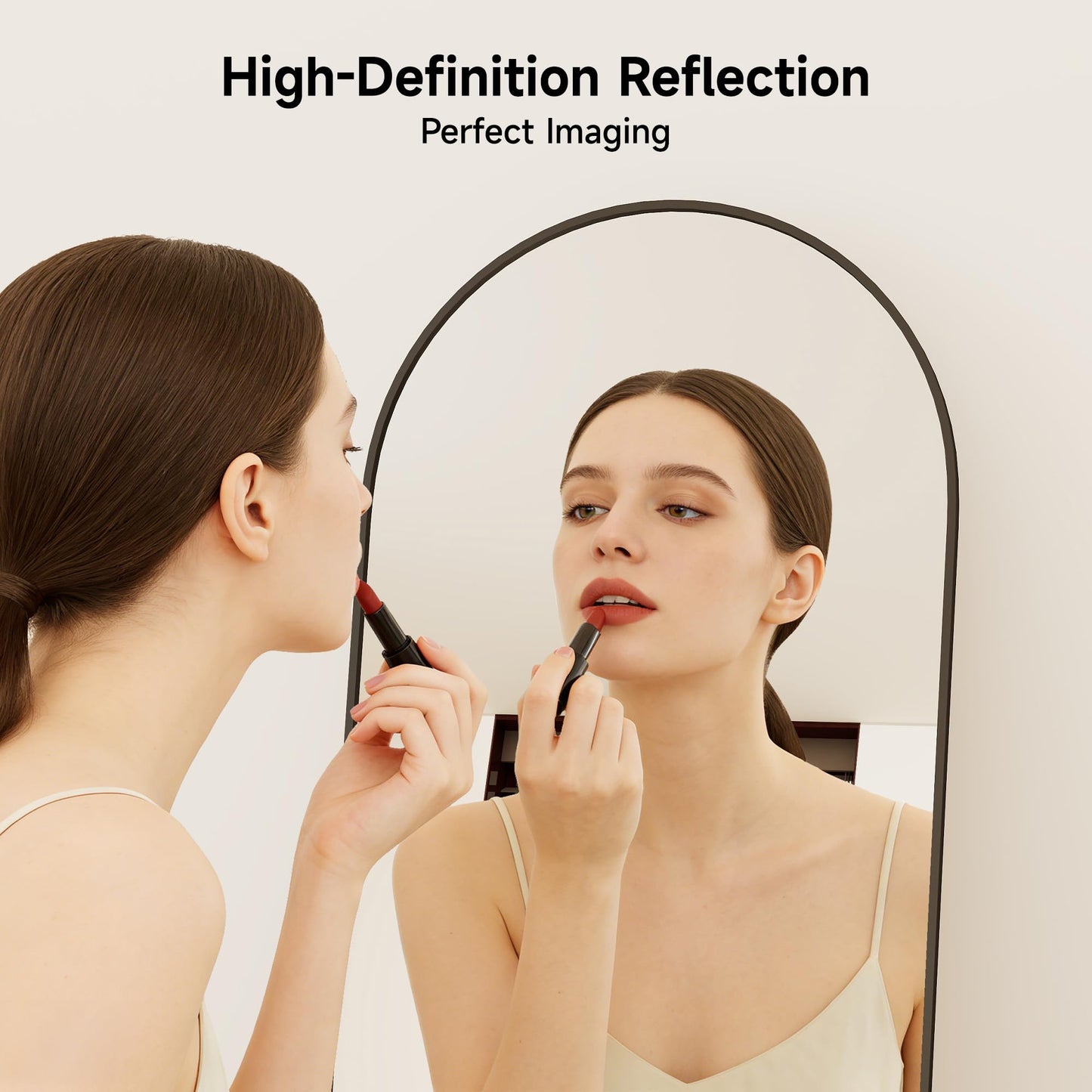 64"x21" Full Length Mirror, Arched Floor Mirror, Wall Mirror with Stand Aluminum Alloy Thin Frame, Standing Hanging or Leaning Wall, for Living Room, Bedroom, Cloakroom, Black