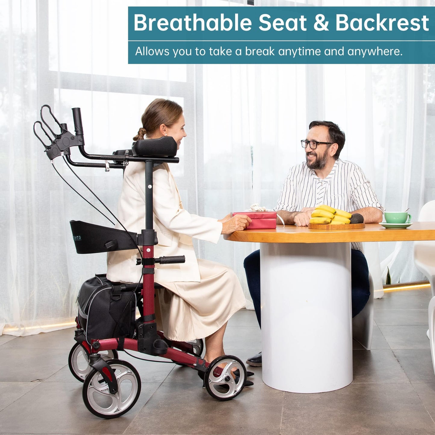 HFK-9240 Dual-Brake Upright walker 10" wheels